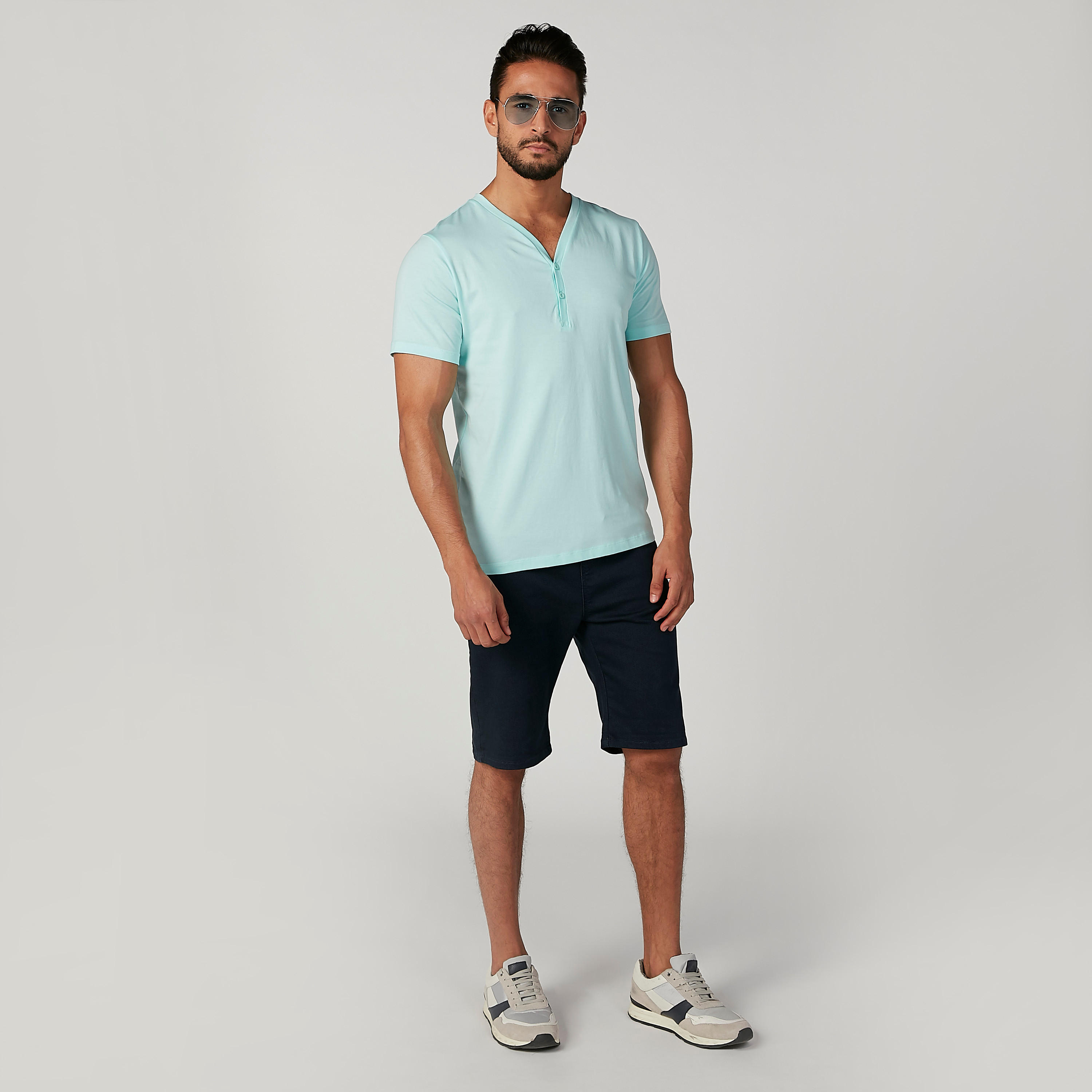Sustainable Plain T-shirt with V-neck and Short Sleeves-men-clothing-tshirtsandpolos-tshirts-image-3