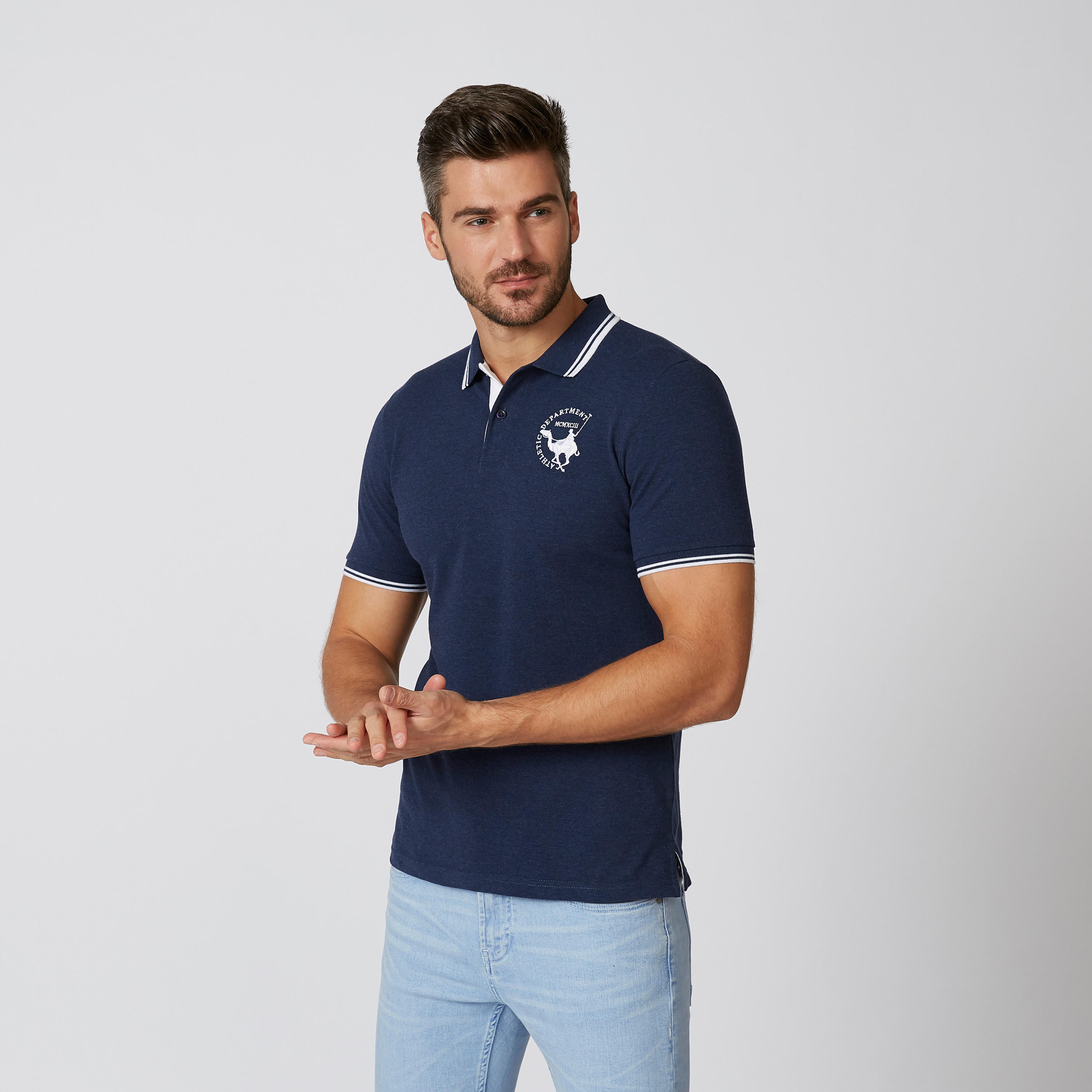 تيشيرت بارز الملمس بياقة بولو وأكمام قصيرة-men-clothing-tshirtsandpolos-polos-image-1