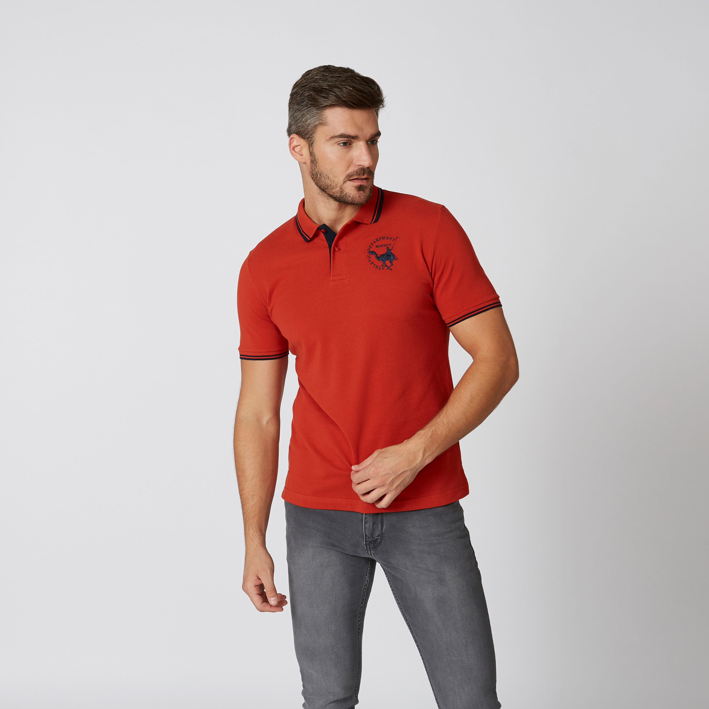 تيشيرت بارز الملمس بياقة بولو وأكمام قصيرة-men-clothing-tshirtsandpolos-polos-image-1