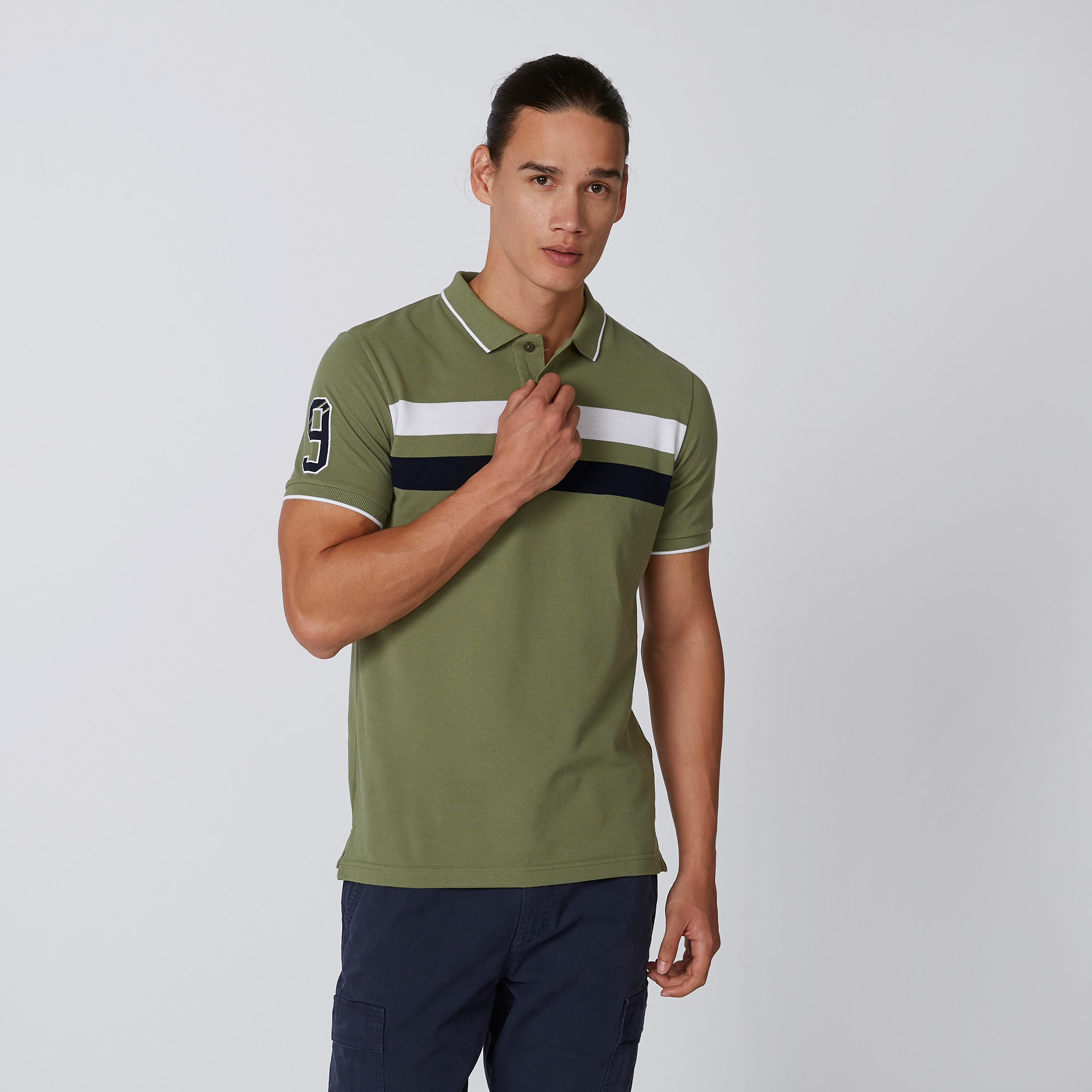 تيشيرت مستدام بارز الملمس بولو سليم فيت بأكمام قصيرة -men-clothing-tshirtsandpolos-polos-image-1