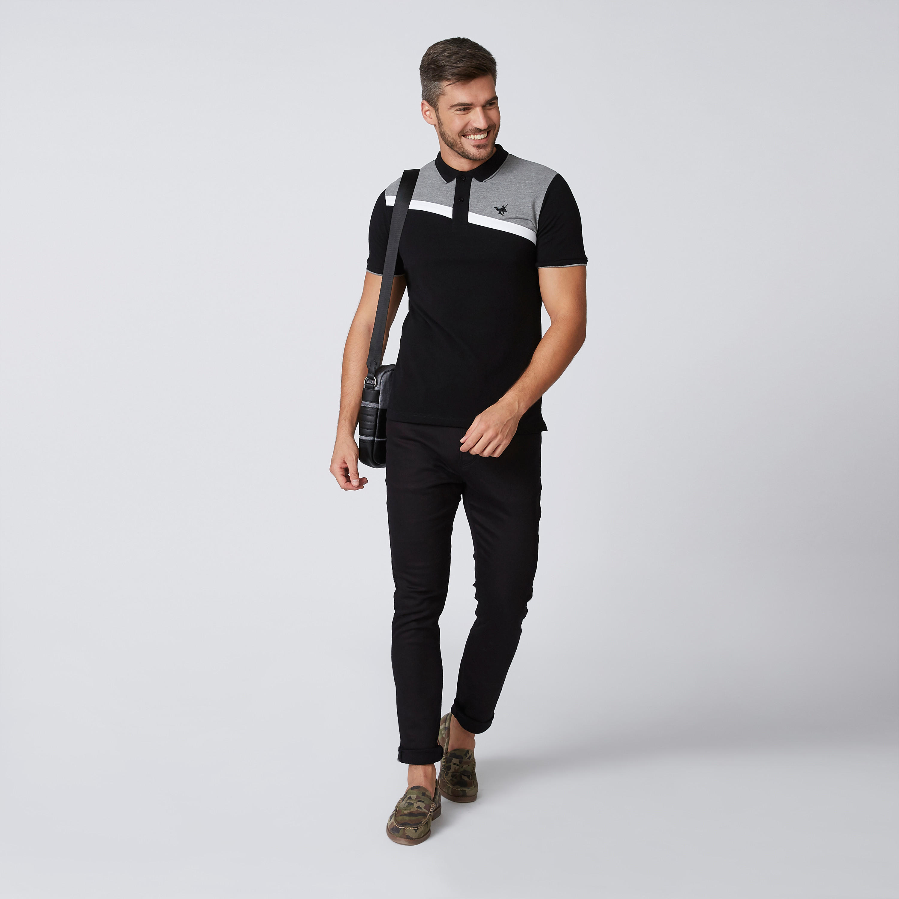 تيشيرت مستدام بارز الملمس بقصّة سليم وياقة بولو وأكمام قصيرة-men-clothing-tshirtsandpolos-polos-image-2