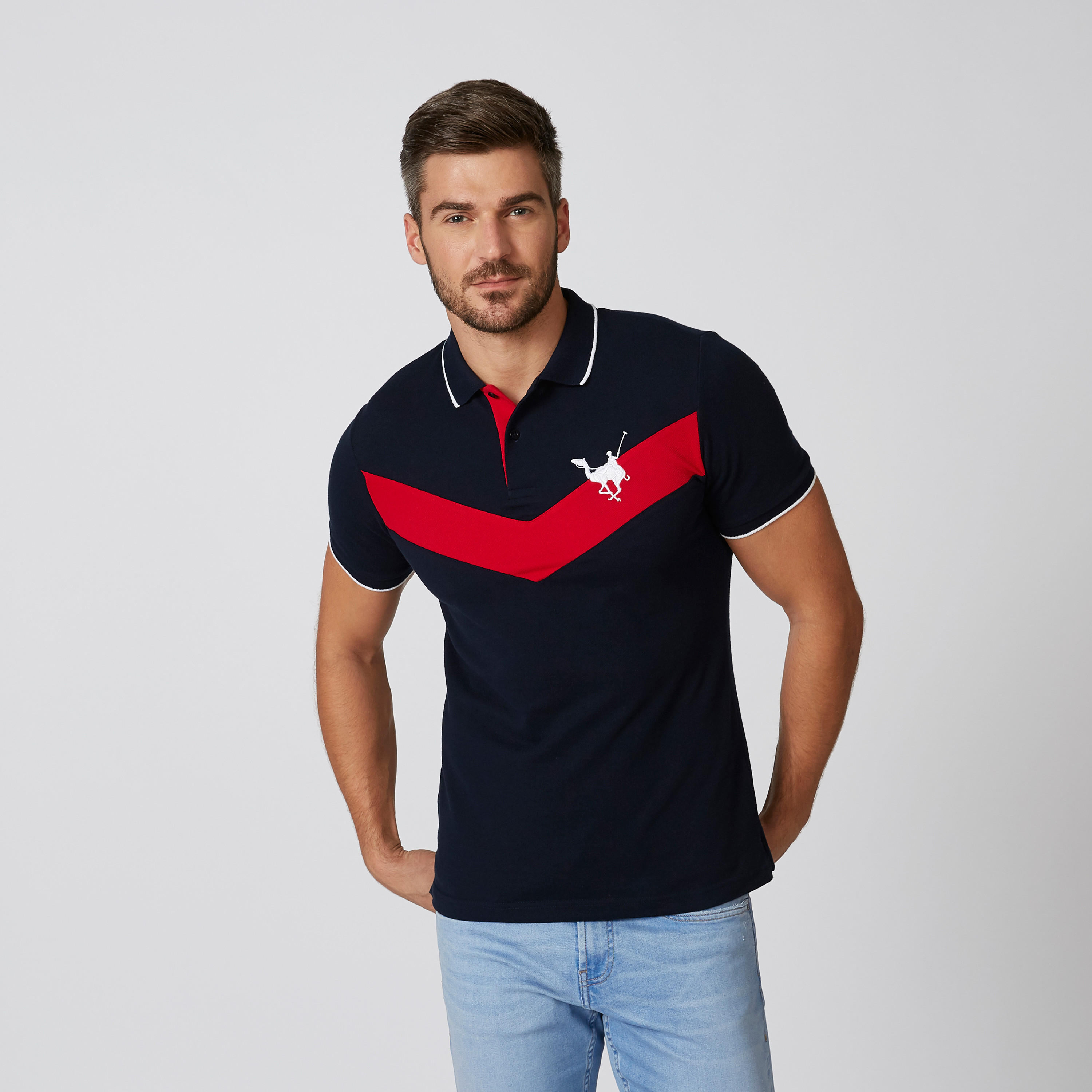 تيشيرت بارز الملمس بياقة بولو وأكمام قصيرة-men-clothing-tshirtsandpolos-tshirts-image-1