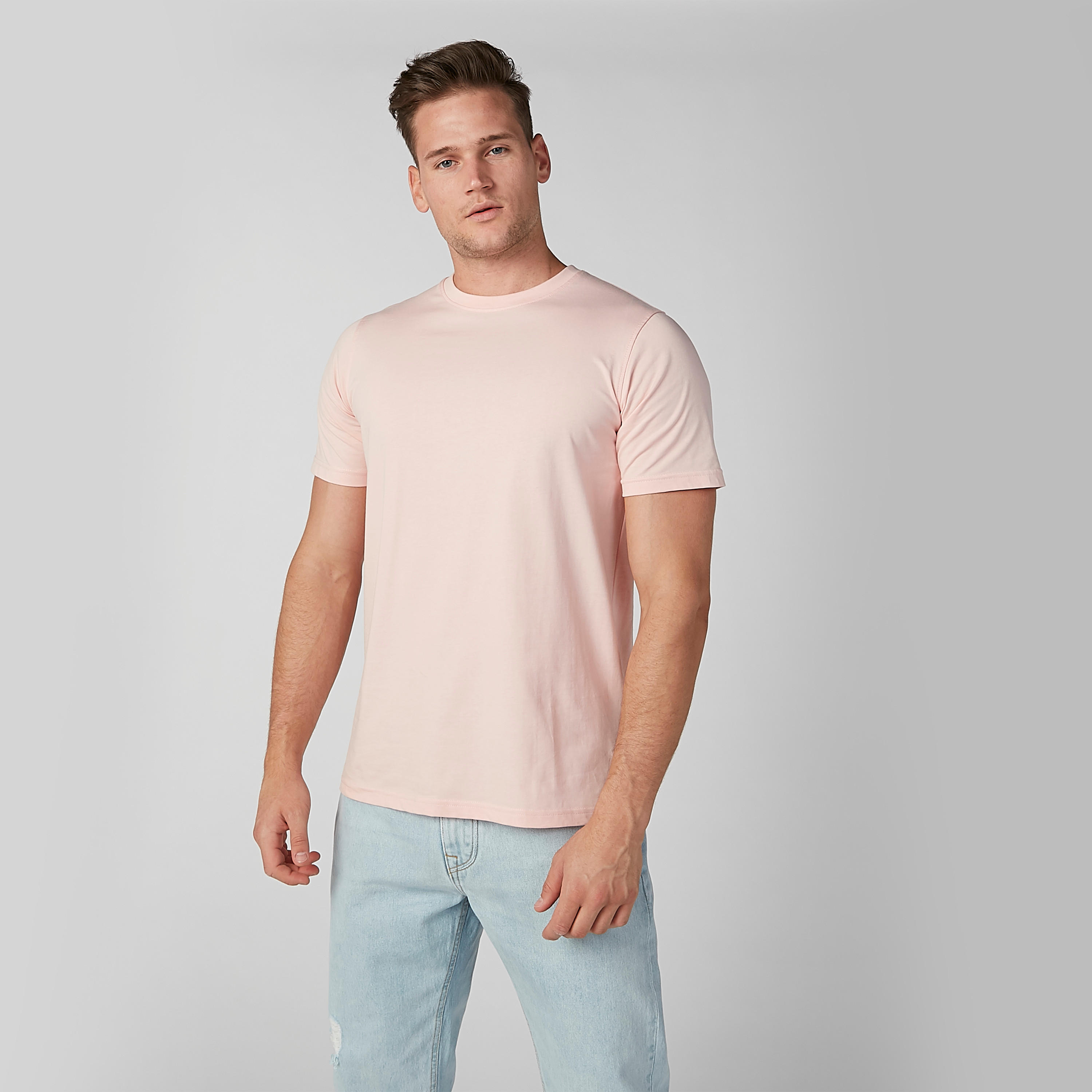 تيشيرت سادة بياقة مستديرة وأكمام قصيرة-men-clothing-tshirtsandpolos-tshirts-image-2