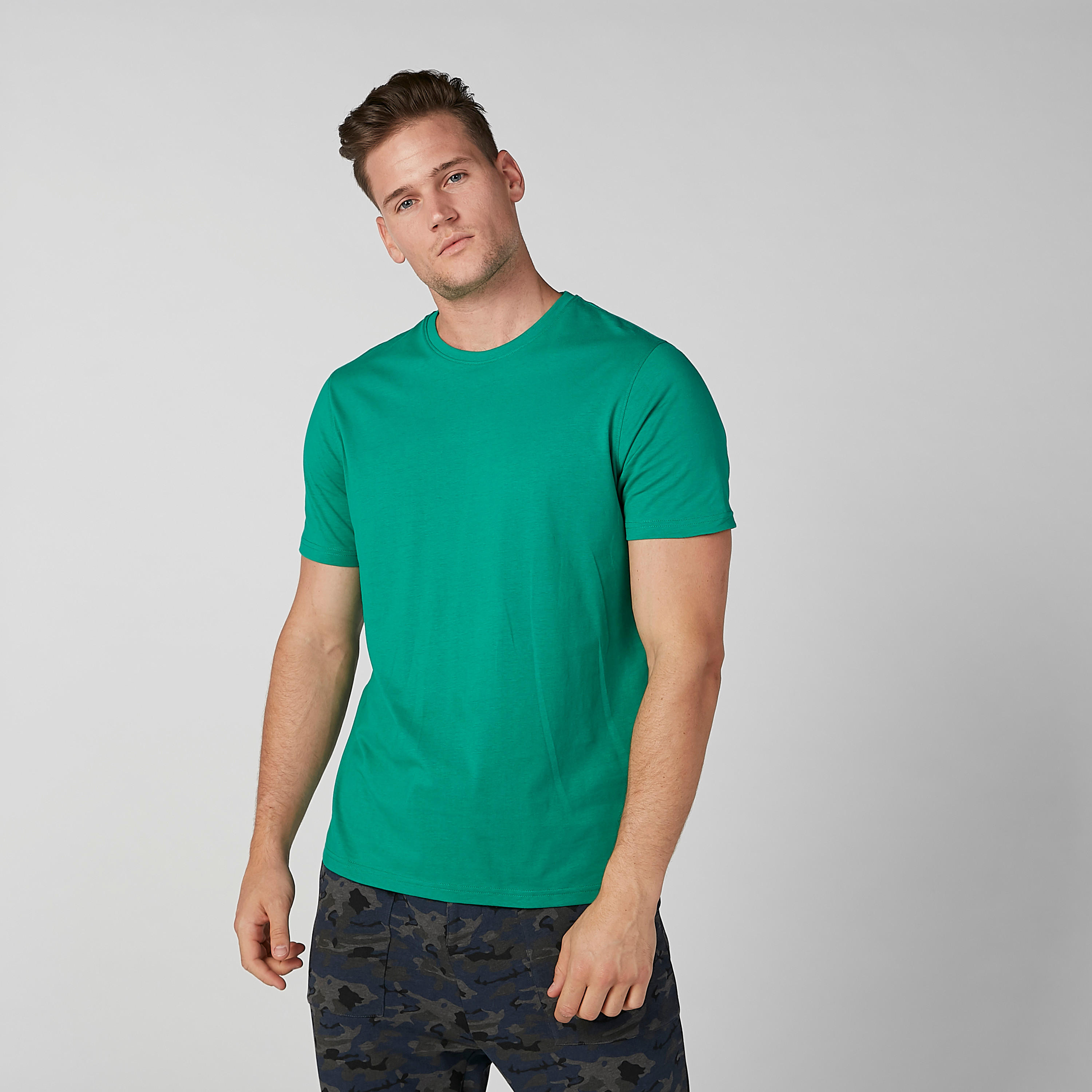 Plain T-shirt with Crew Neck and Short Sleeves-men-clothing-tshirtsandpolos-tshirts-image-2