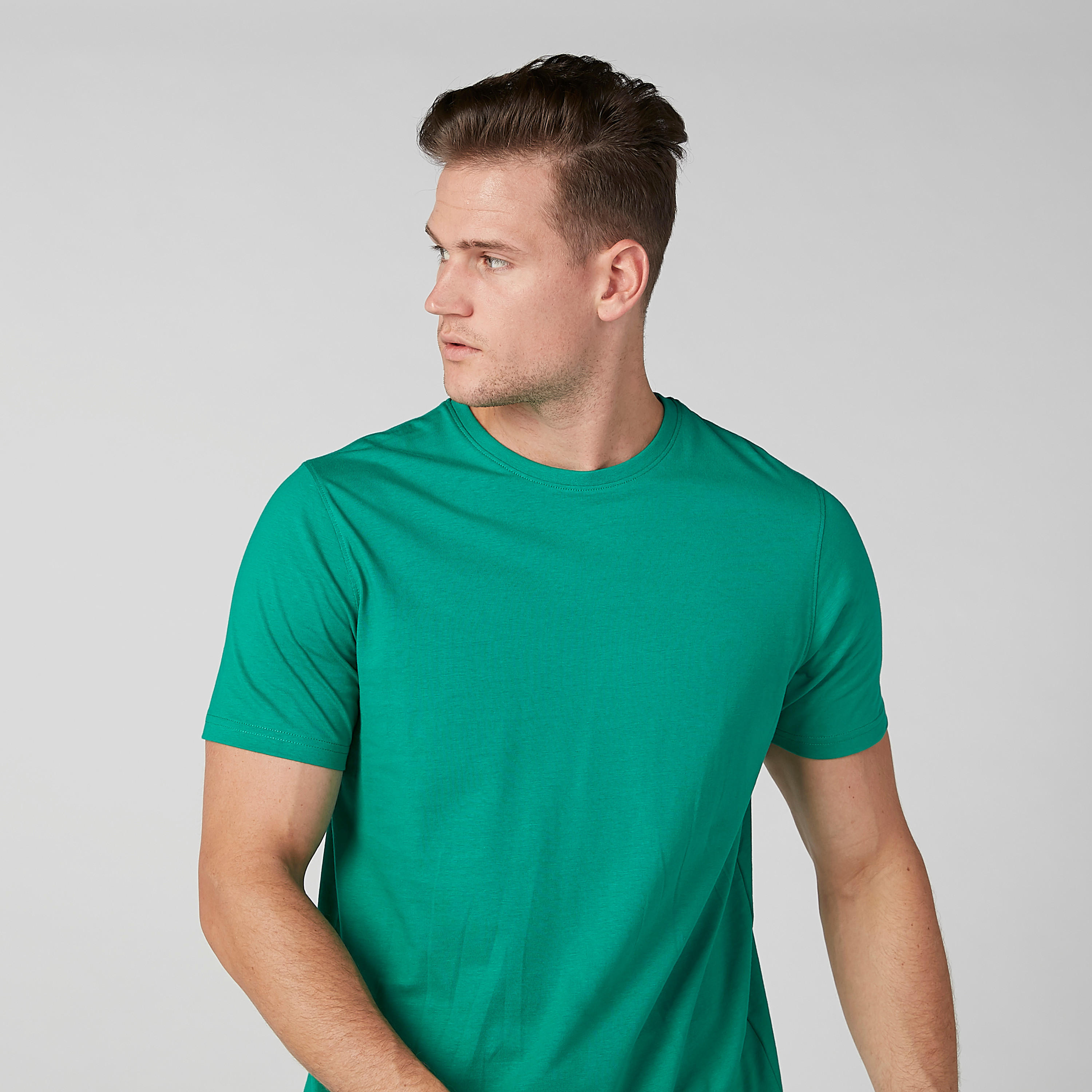 Plain T-shirt with Crew Neck and Short Sleeves-men-clothing-tshirtsandpolos-tshirts-image-3