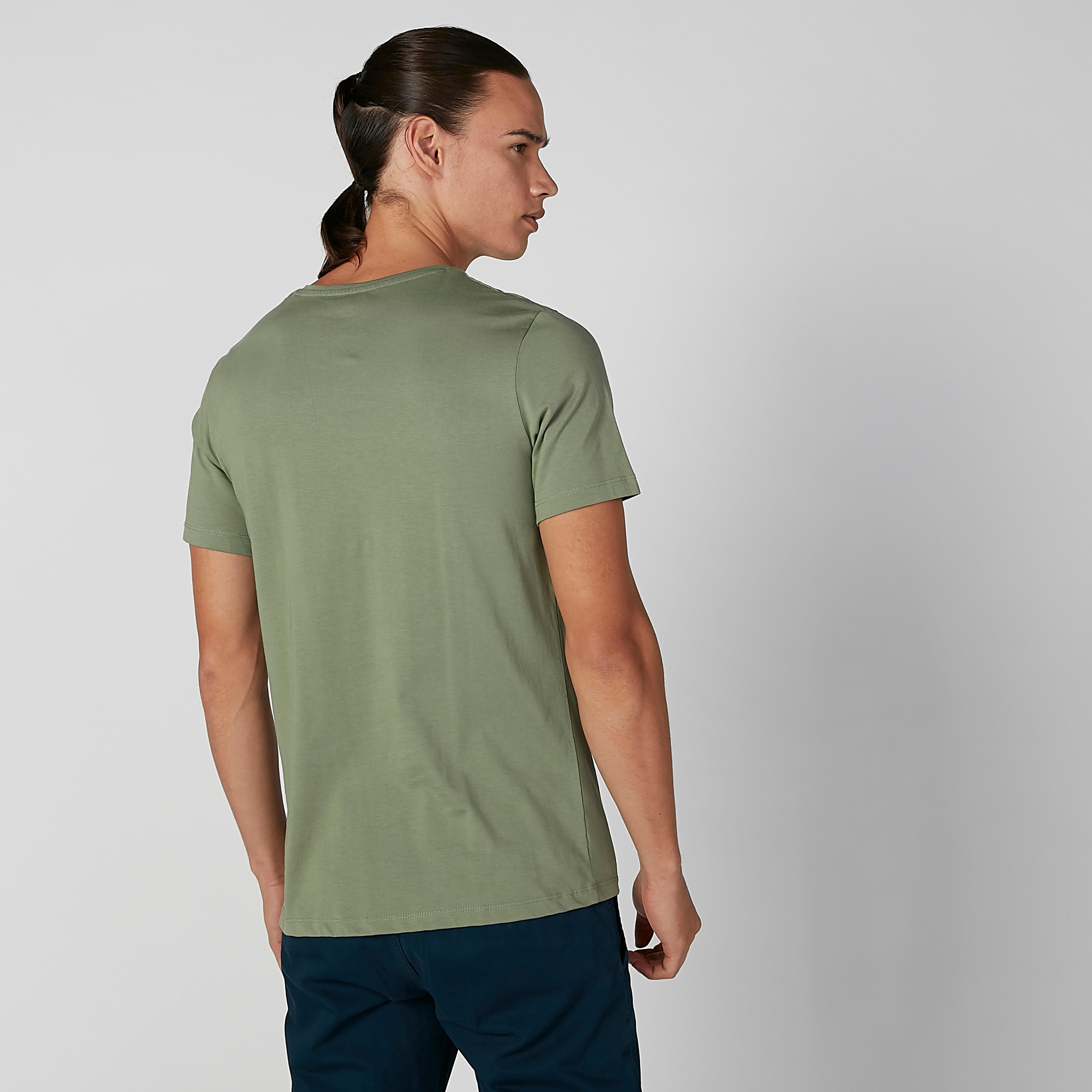 Plain V-neck T-shirt with Short Sleeves-men-clothing-tshirtsandpolos-tshirts-image-3
