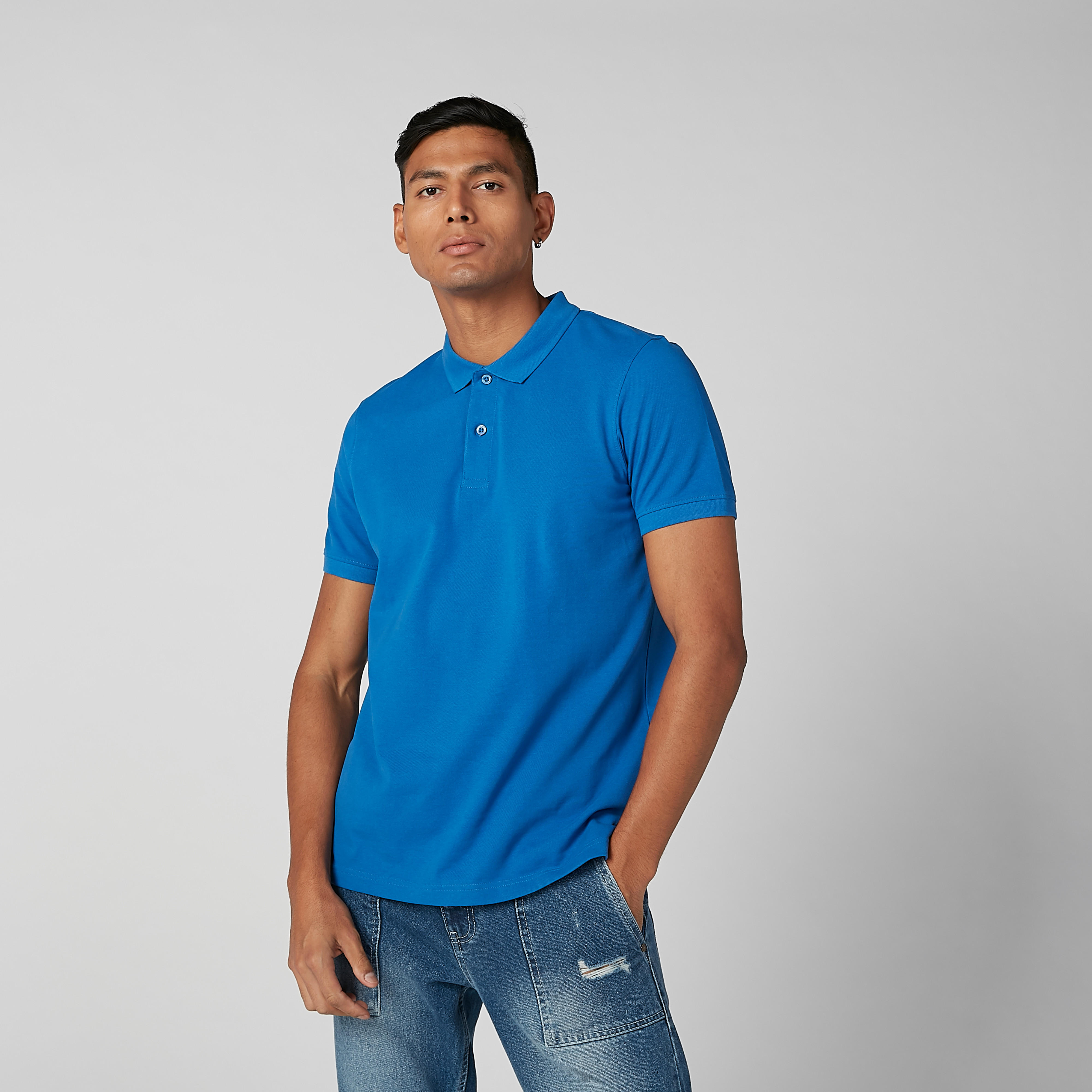 تيشيرت سادة بياقة بولو وأكمام قصيرة-men-clothing-tshirtsandpolos-polos-image-1