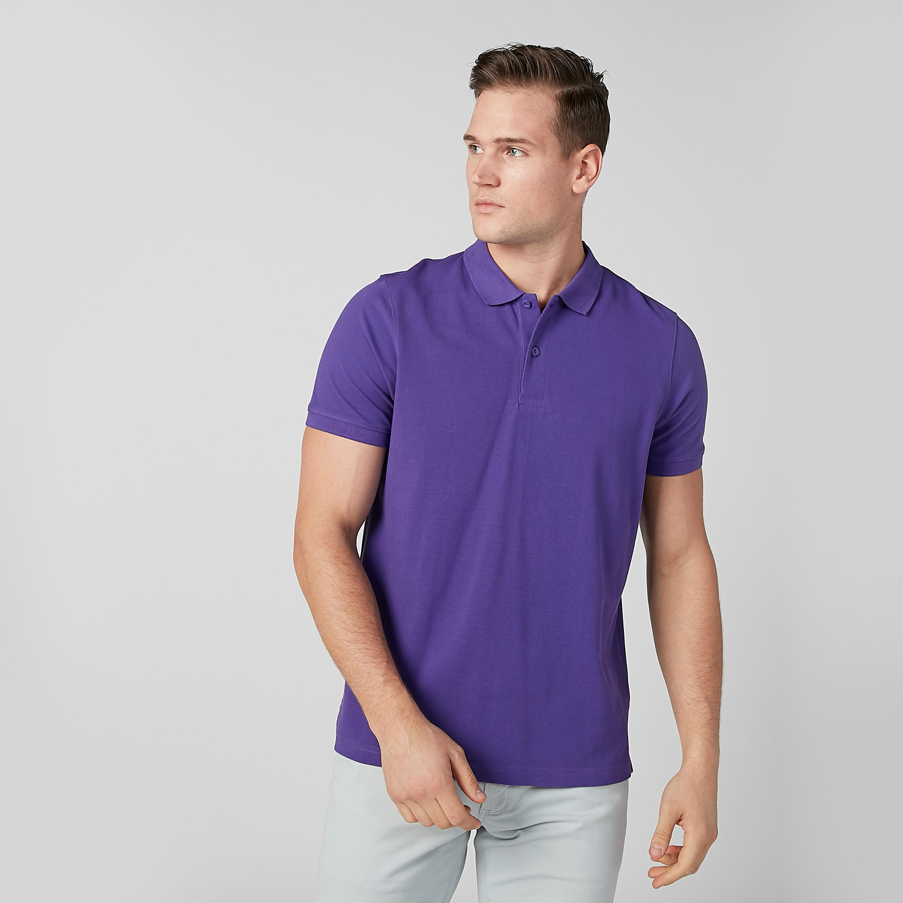 تيشيرت سادة بياقة بولو وأكمام قصيرة-men-clothing-tshirtsandpolos-polos-image-1