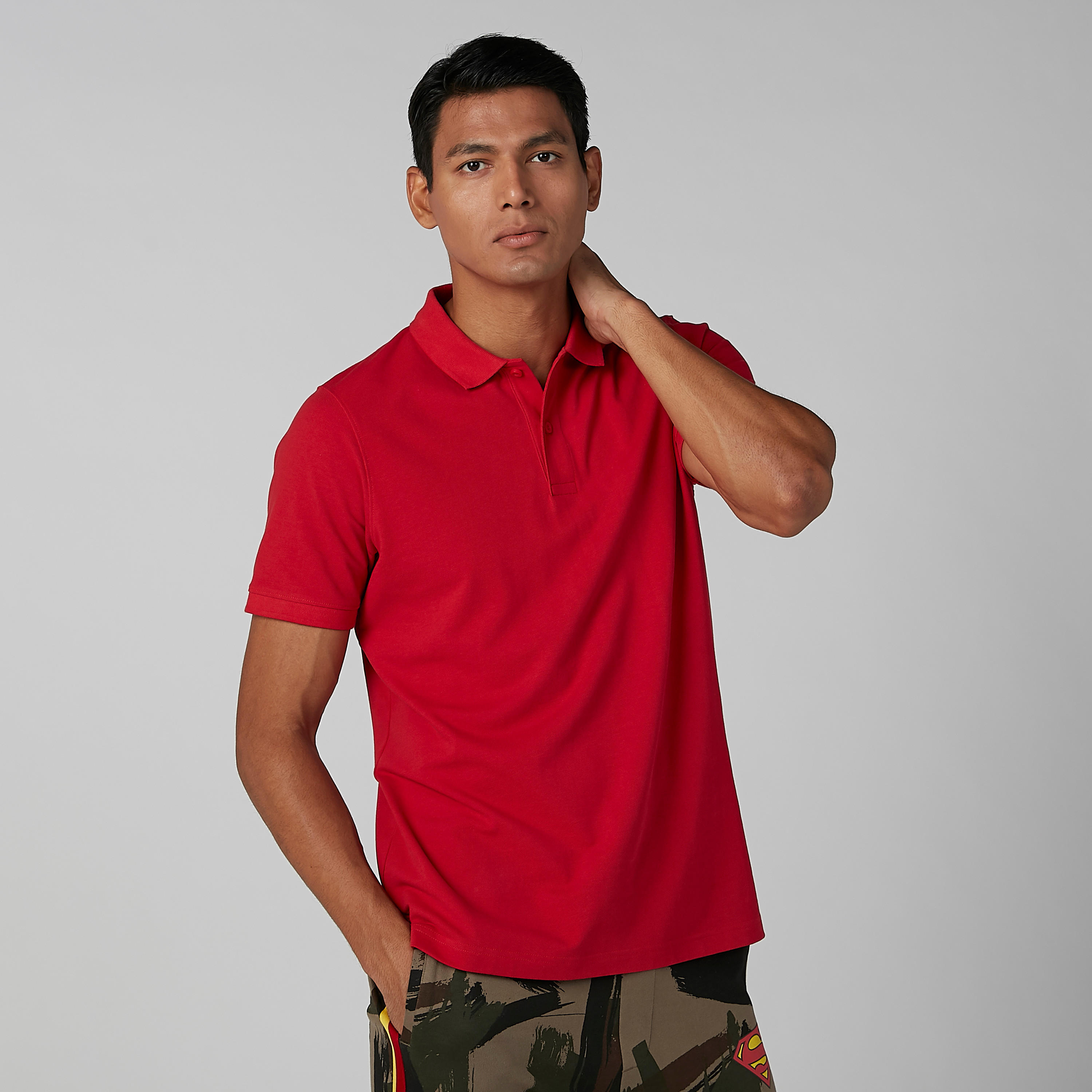 Plain T-shirt with Polo Neck and Short Sleeves-men-clothing-tshirtsandpolos-polos-image-1