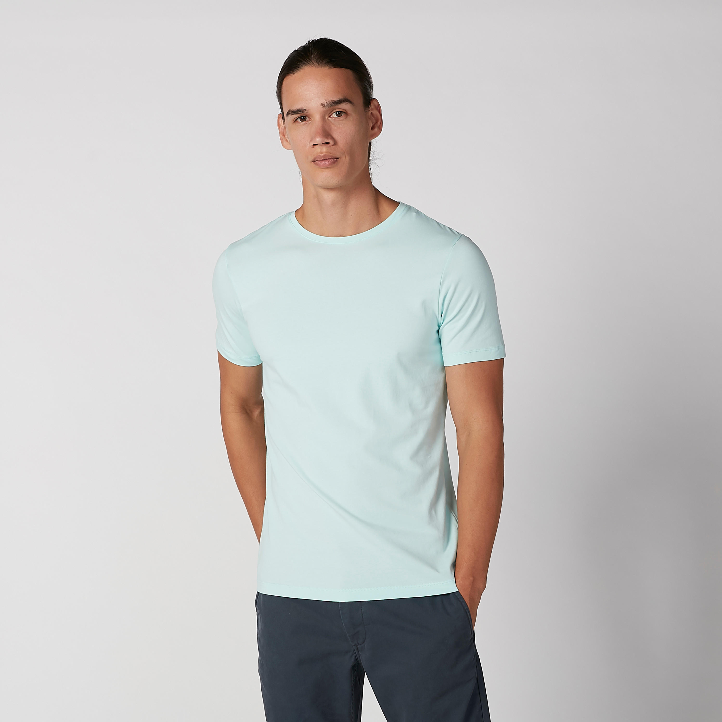 Solid T-shirt with Round Neck and Short Sleeves-men-clothing-tshirtsandpolos-tshirts-image-1