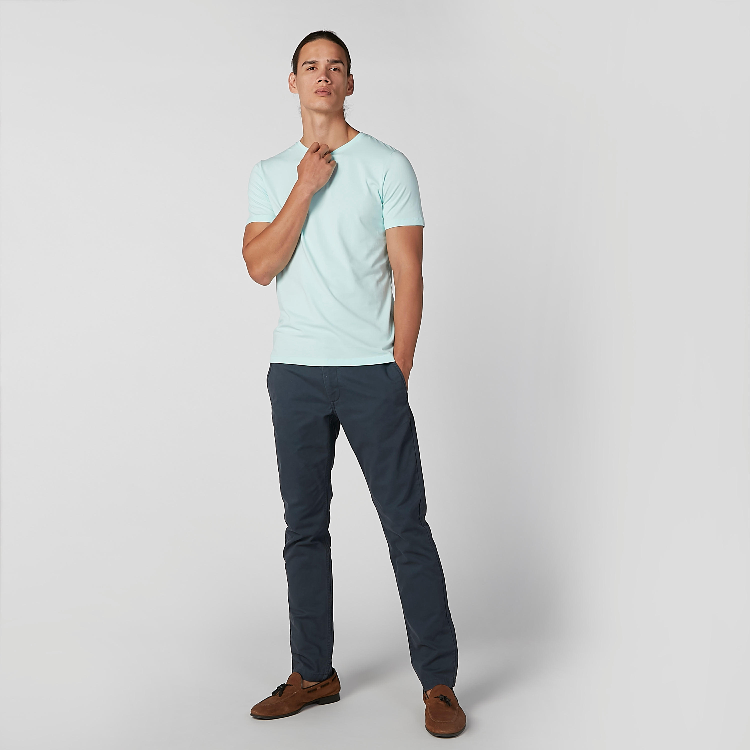 Solid T-shirt with Round Neck and Short Sleeves-men-clothing-tshirtsandpolos-tshirts-image-2