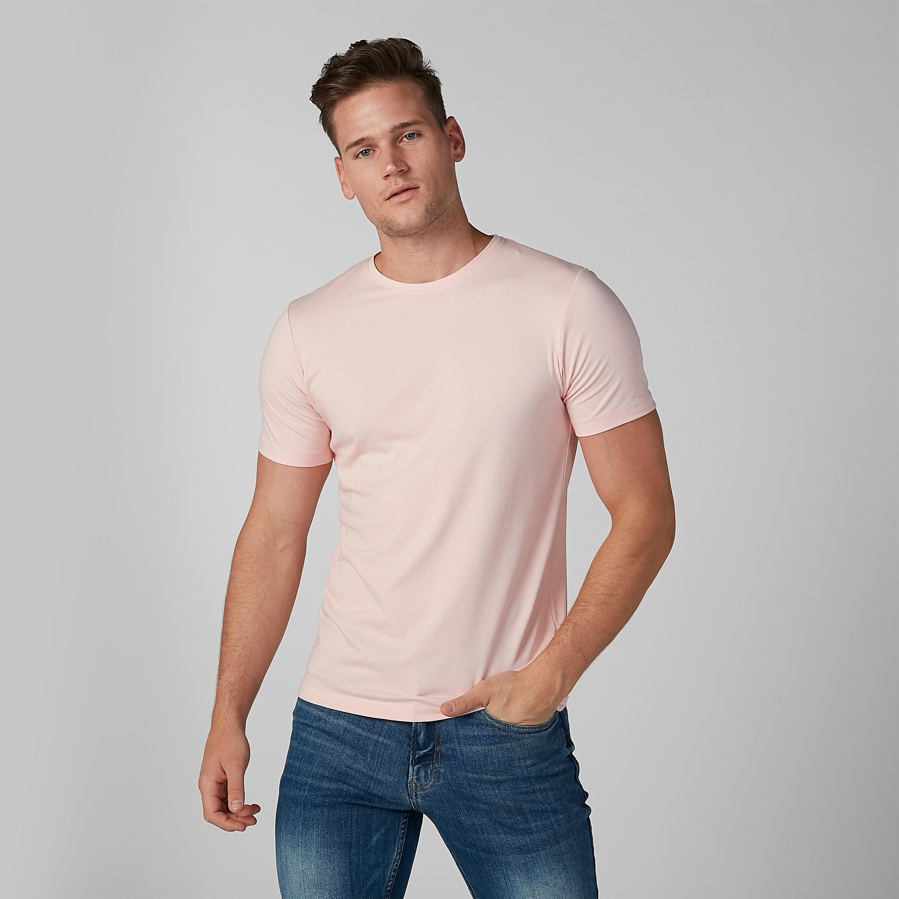 تيشيرت سادة بياقة مستديرة وأكمام قصيرة-men-clothing-tshirtsandpolos-tshirts-image-3