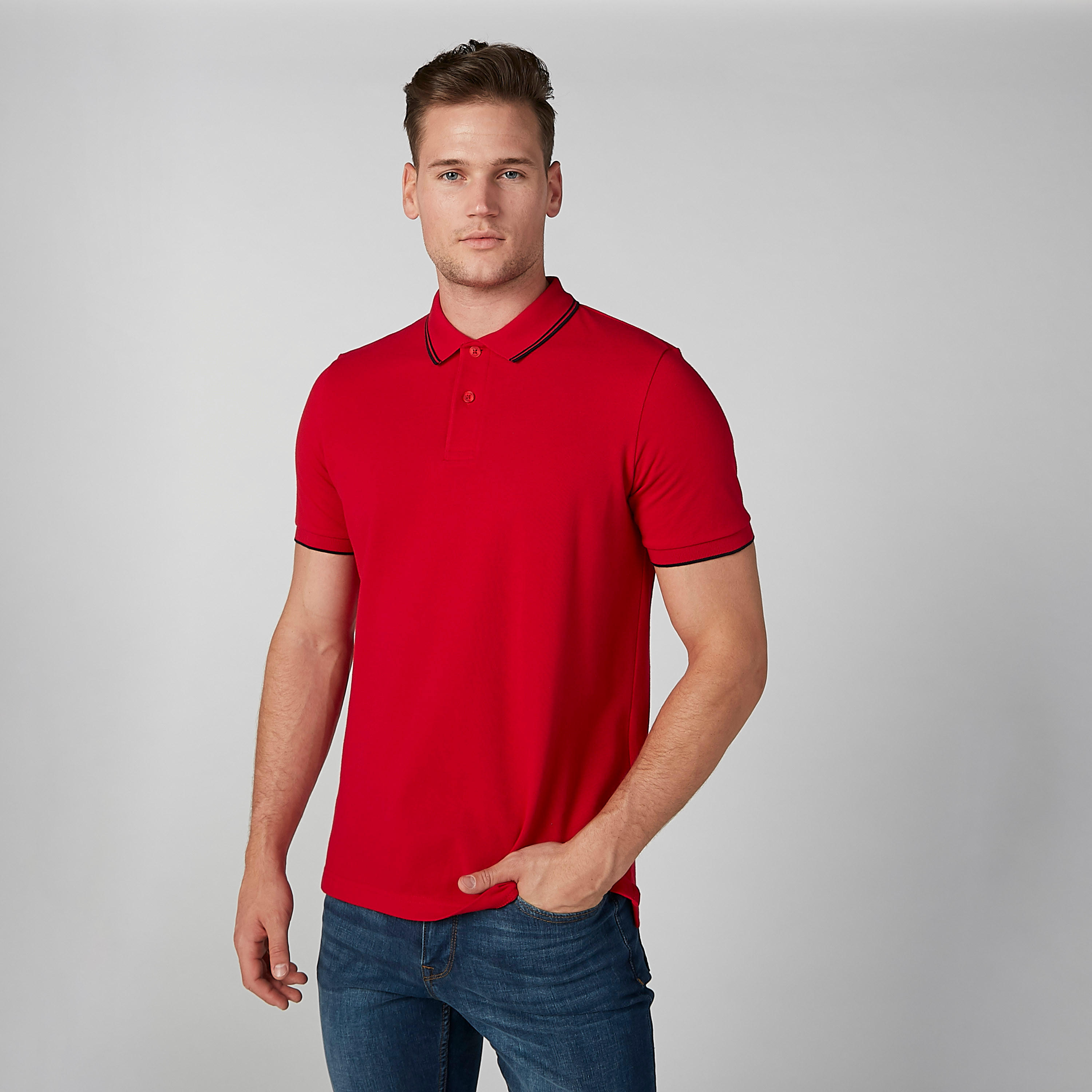 تيشيرت سادة بياقة بولو وأكمام قصيرة-men-clothing-tshirtsandpolos-polos-image-3