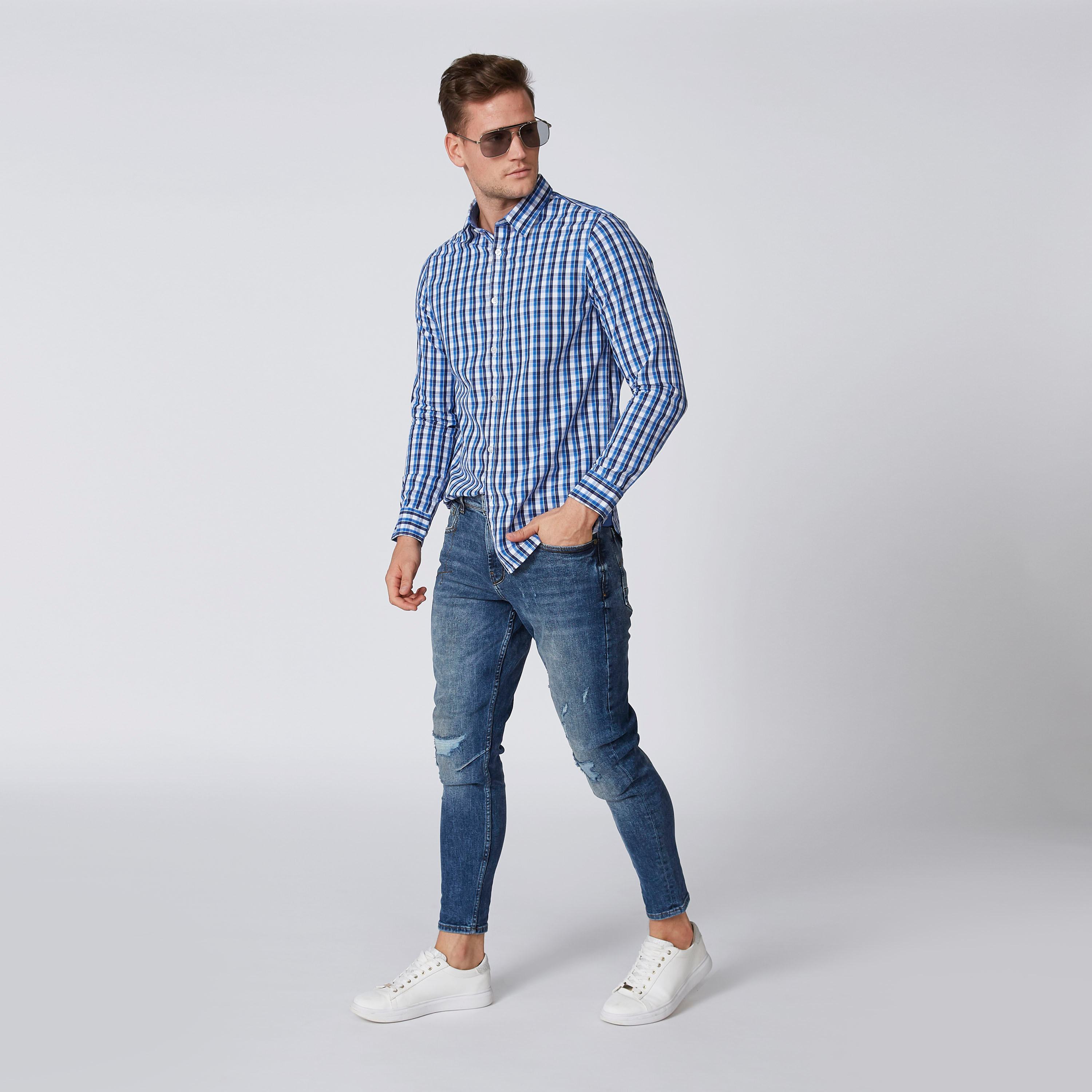 قميص مستدام كاروهات مستدام سليم بأكمام طويلة -men-clothing-shirts-image-3