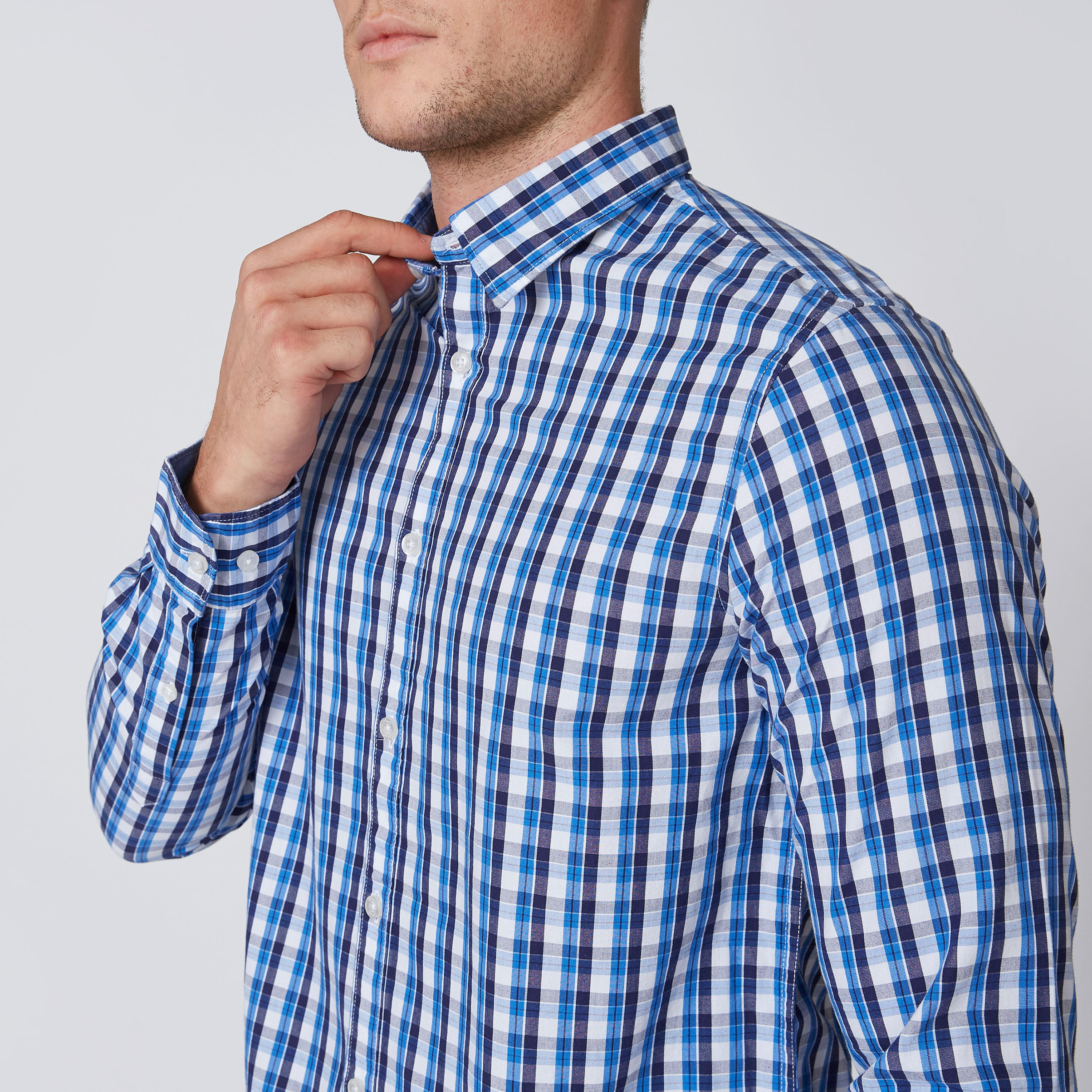 قميص مستدام كاروهات مستدام سليم بأكمام طويلة -men-clothing-shirts-image-4