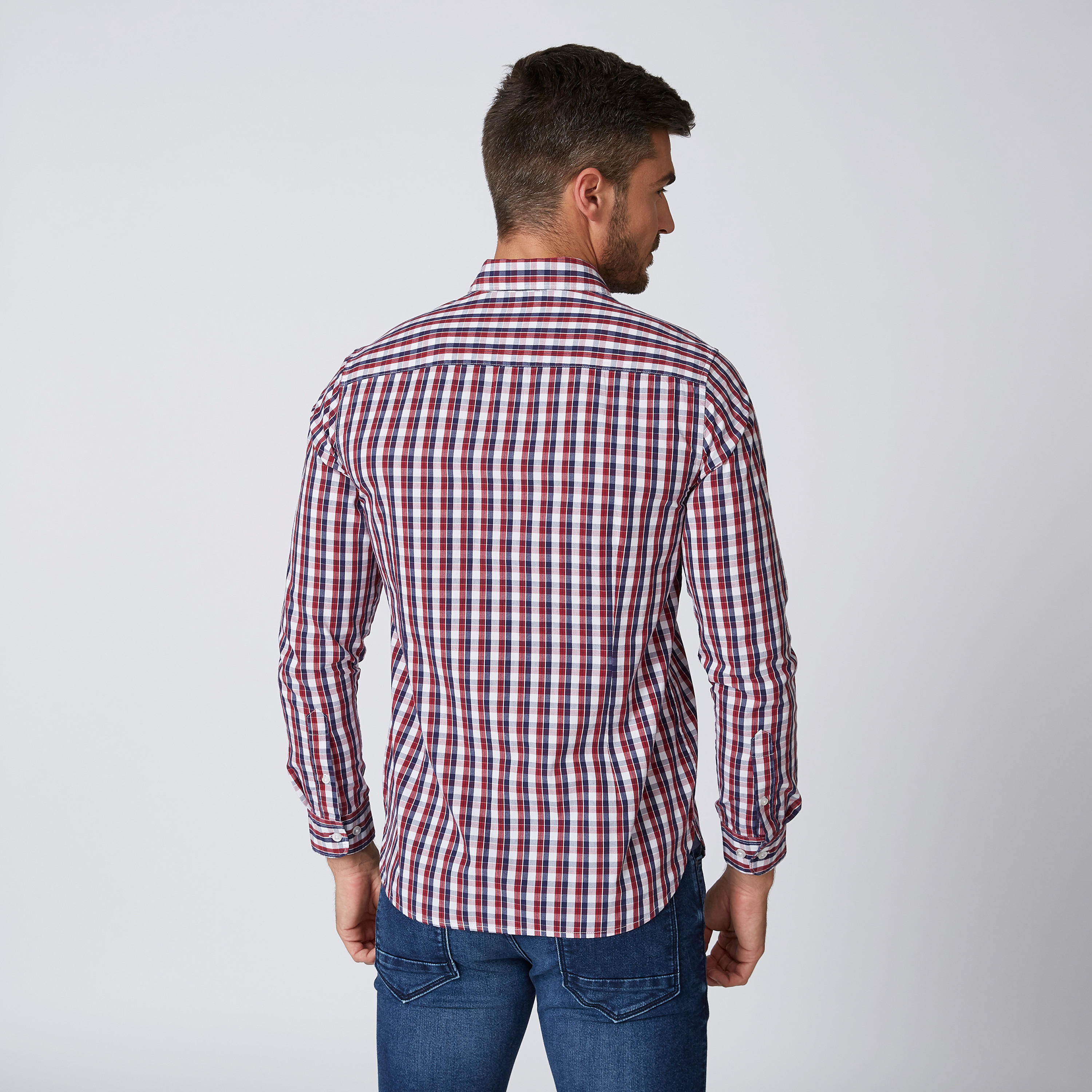قميص مستدام كاروهات سليم بأكمام طويلة -men-clothing-shirts-image-2