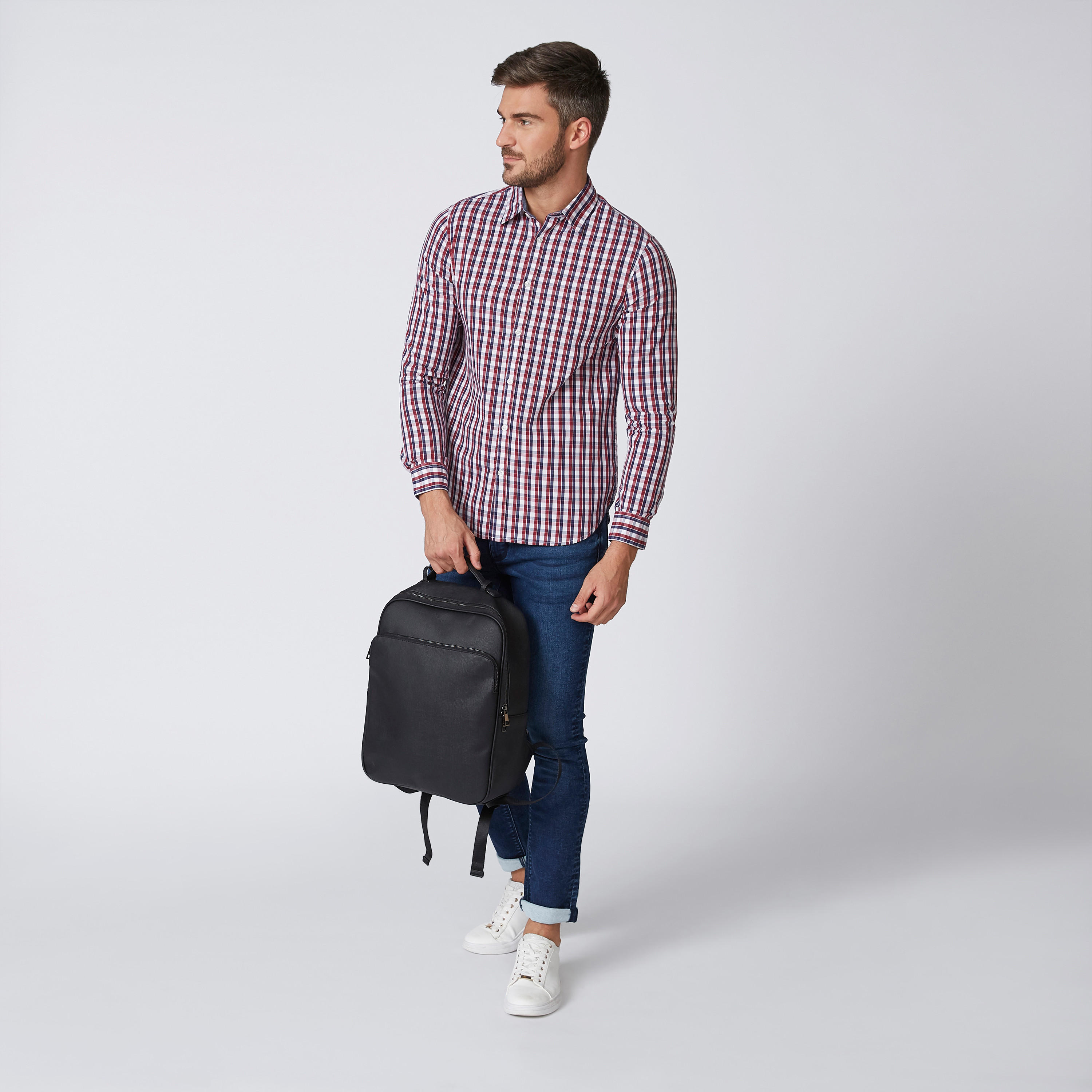 قميص مستدام كاروهات سليم بأكمام طويلة -men-clothing-shirts-image-3