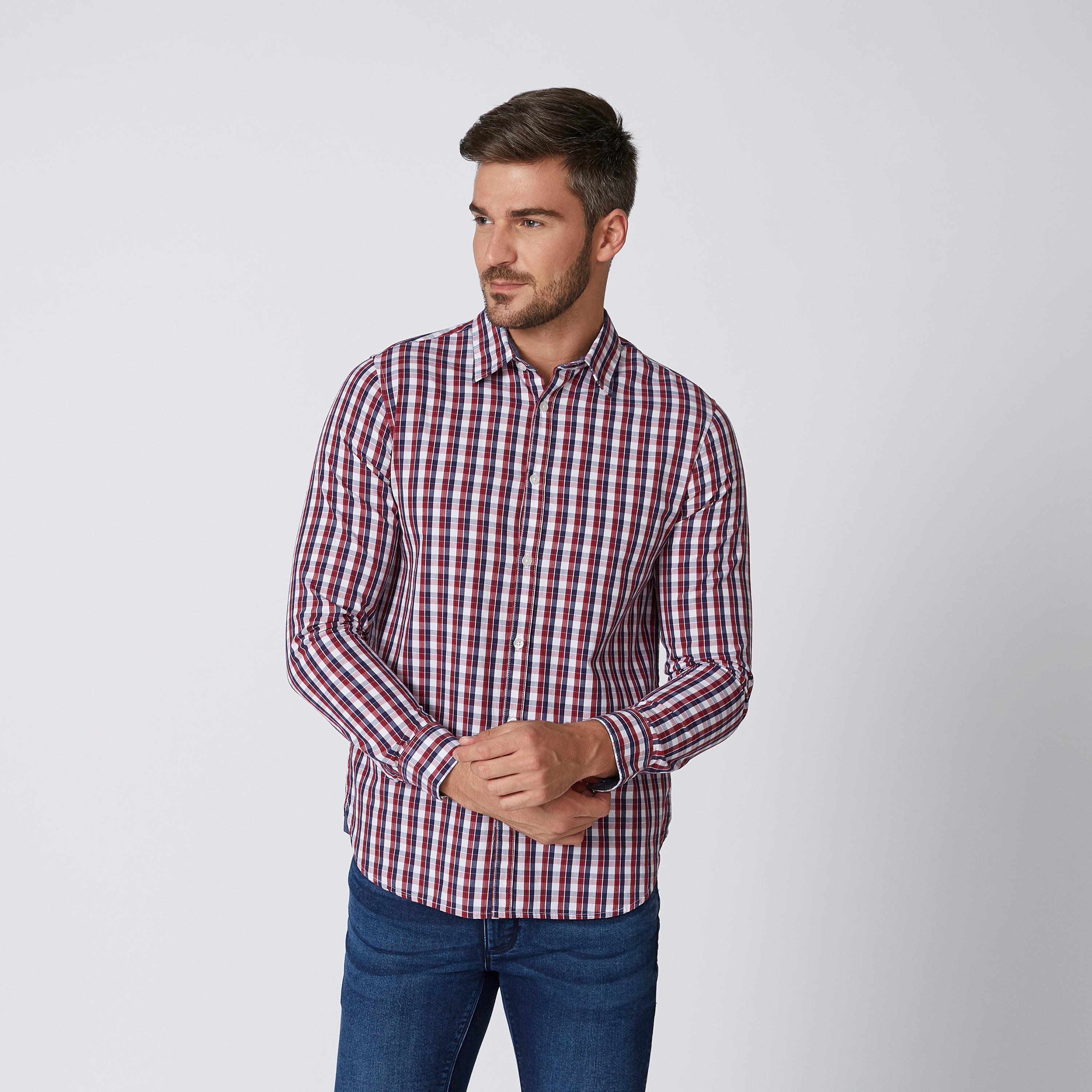 قميص مستدام كاروهات سليم بأكمام طويلة -men-clothing-shirts-image-4