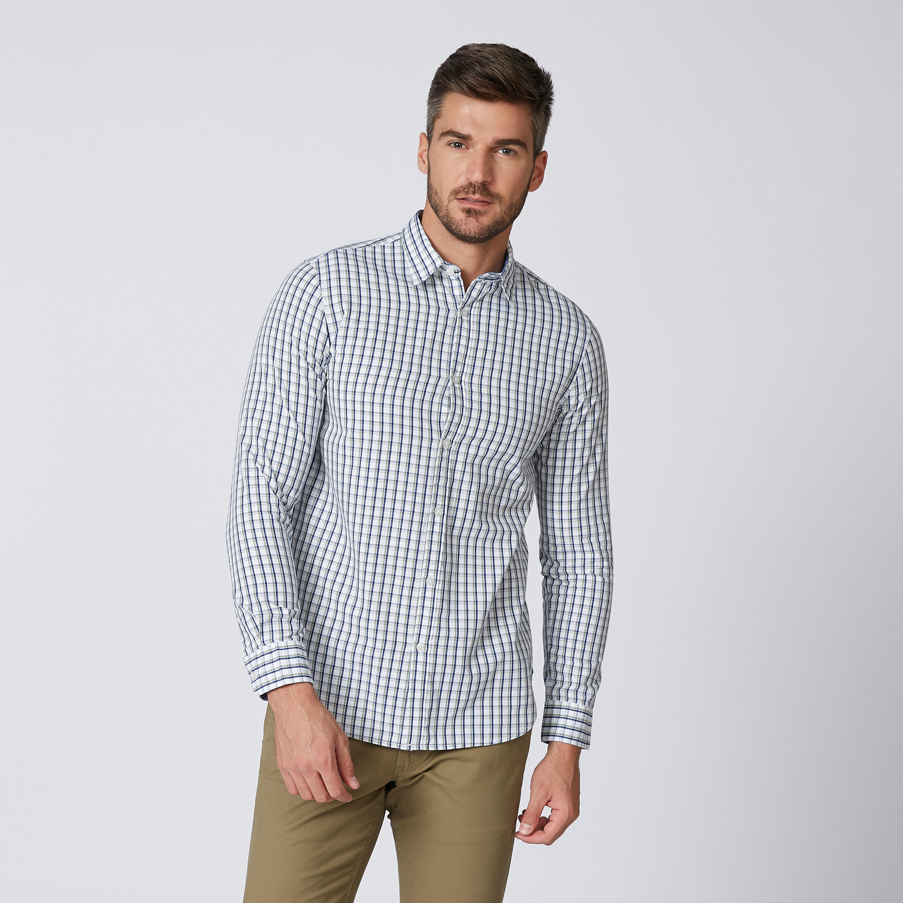 قميص كاروهات مستدامة سليم بأكمام طويلة -men-clothing-shirts-image-1