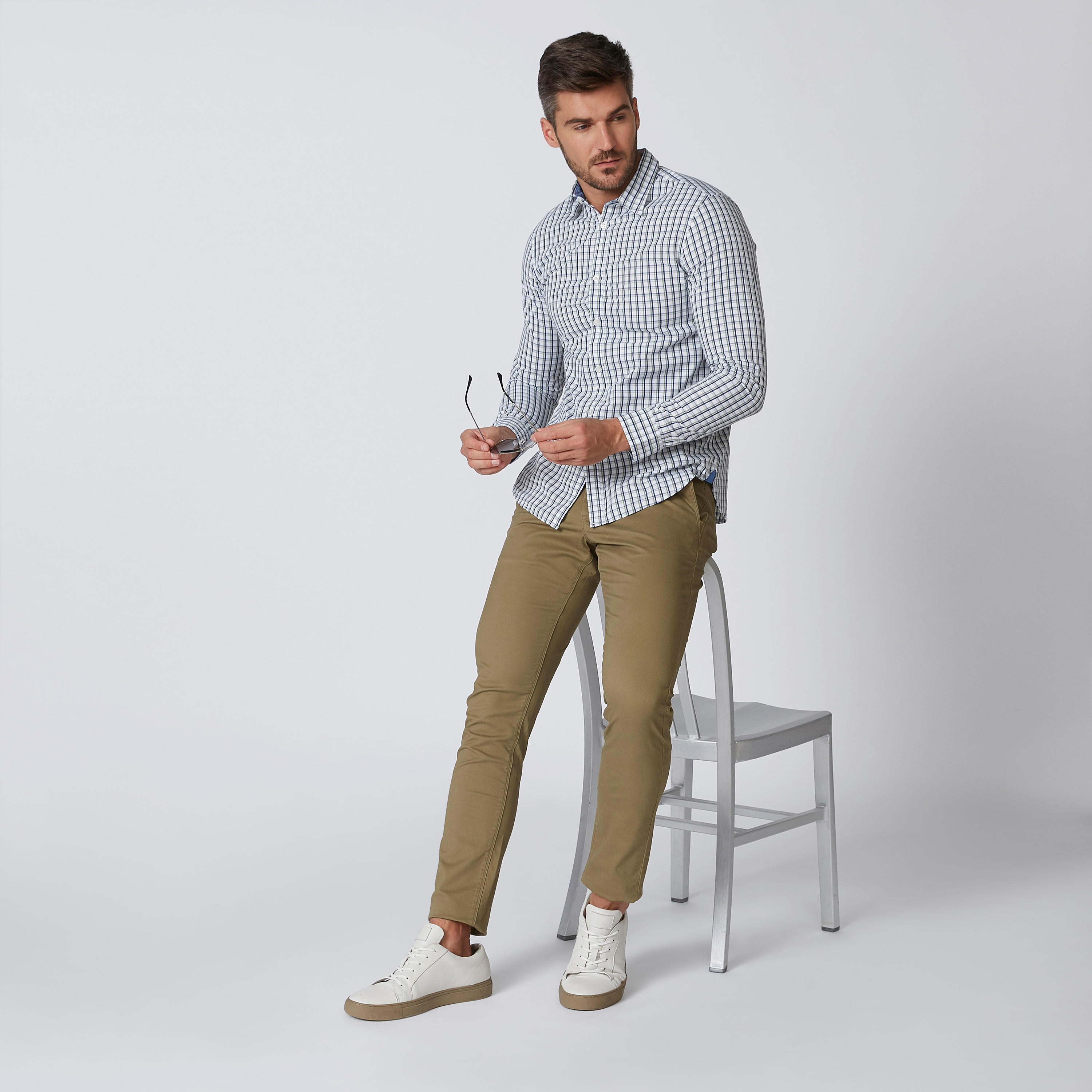 قميص كاروهات مستدامة سليم بأكمام طويلة -men-clothing-shirts-image-4