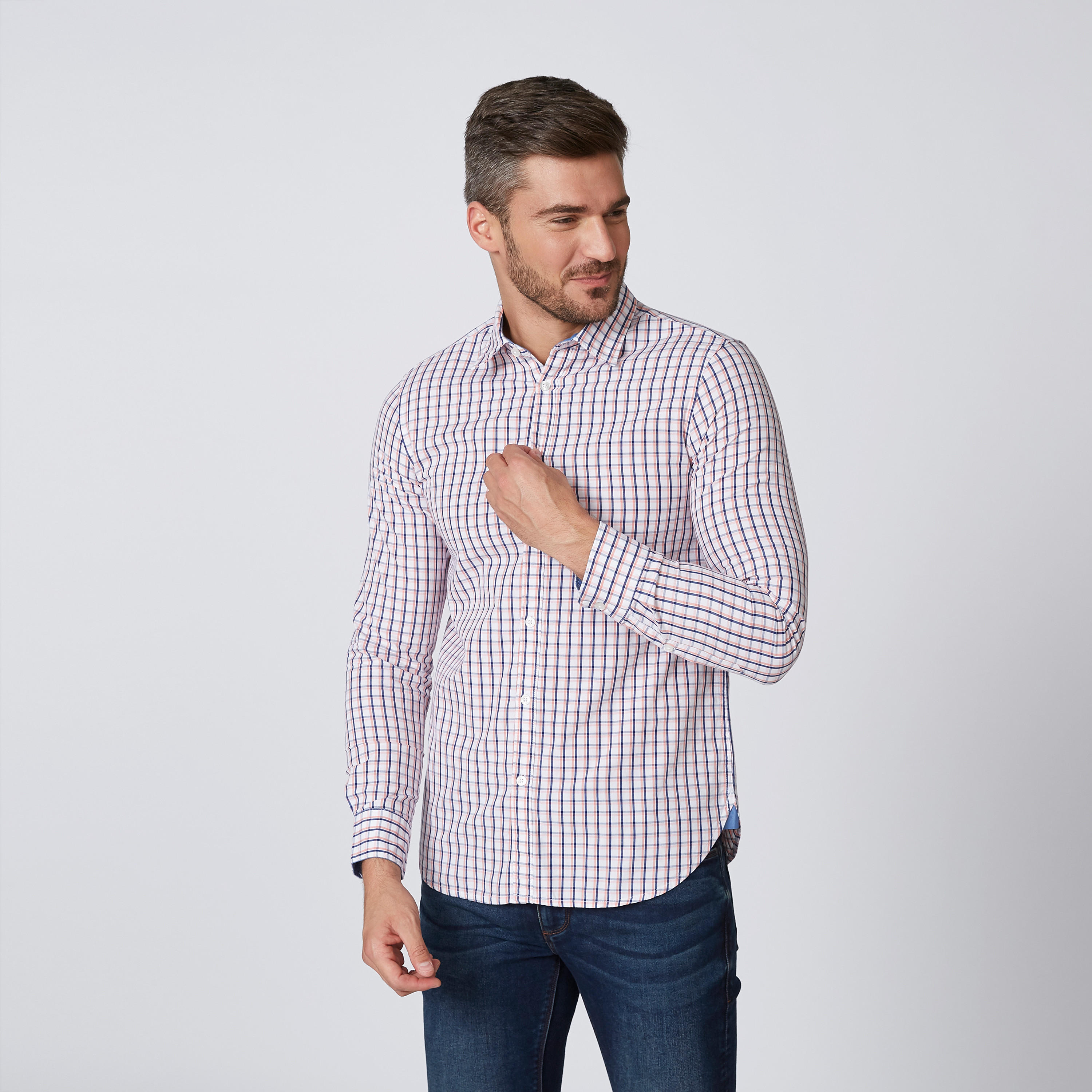 قميص مستدام كاروهات سليم بأكمام طويلة -men-clothing-shirts-image-1