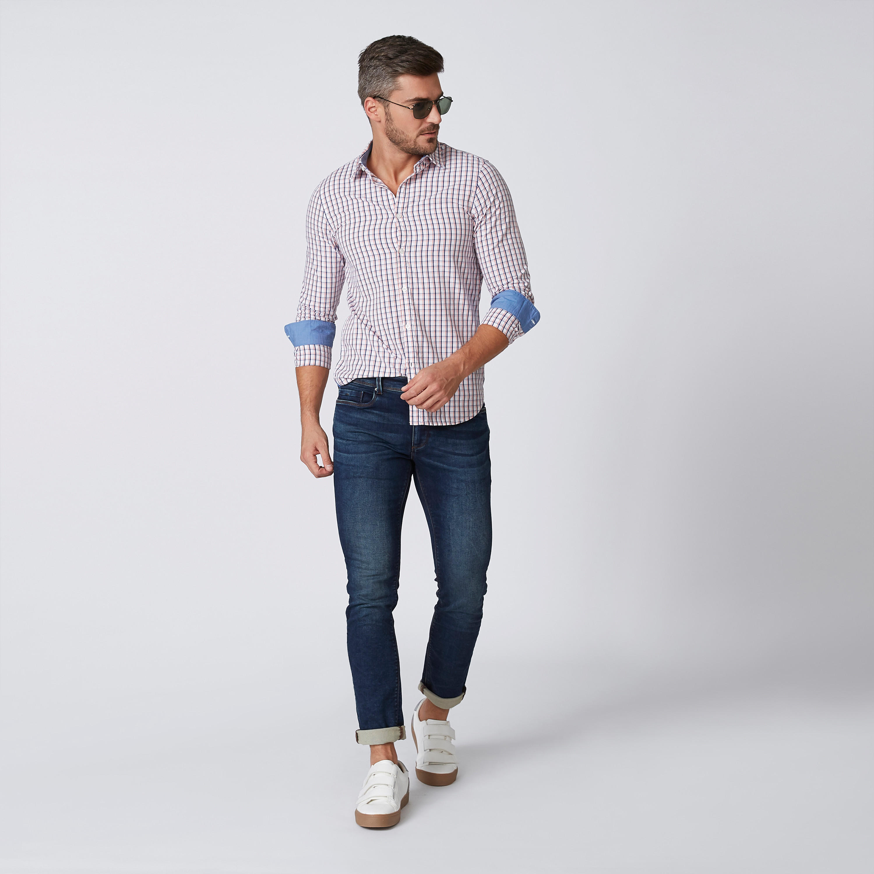 قميص مستدام كاروهات سليم بأكمام طويلة -men-clothing-shirts-image-4