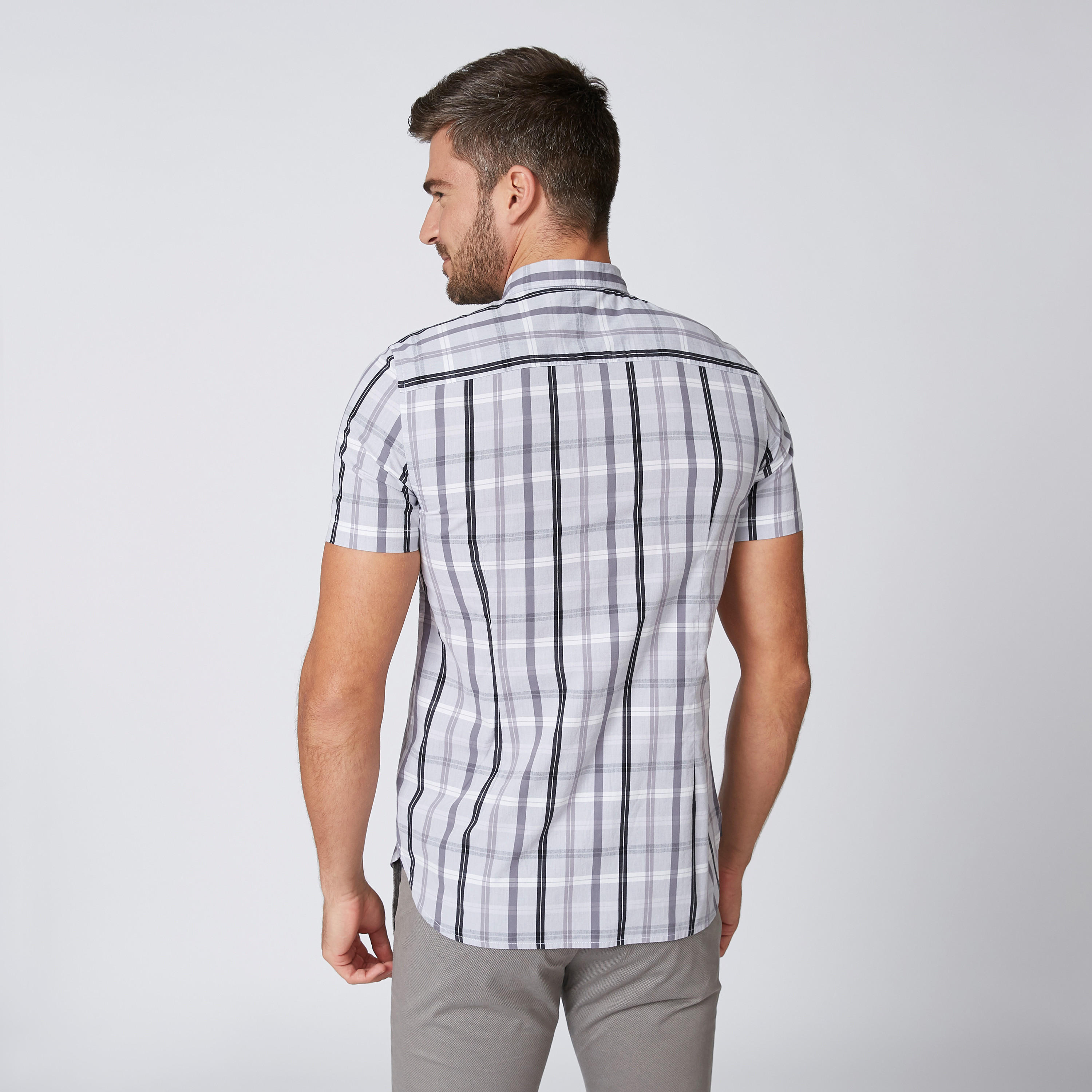 قميص مستدام كاروهات بقصّة سليم وأكمام قصيرة -men-clothing-shirts-image-3