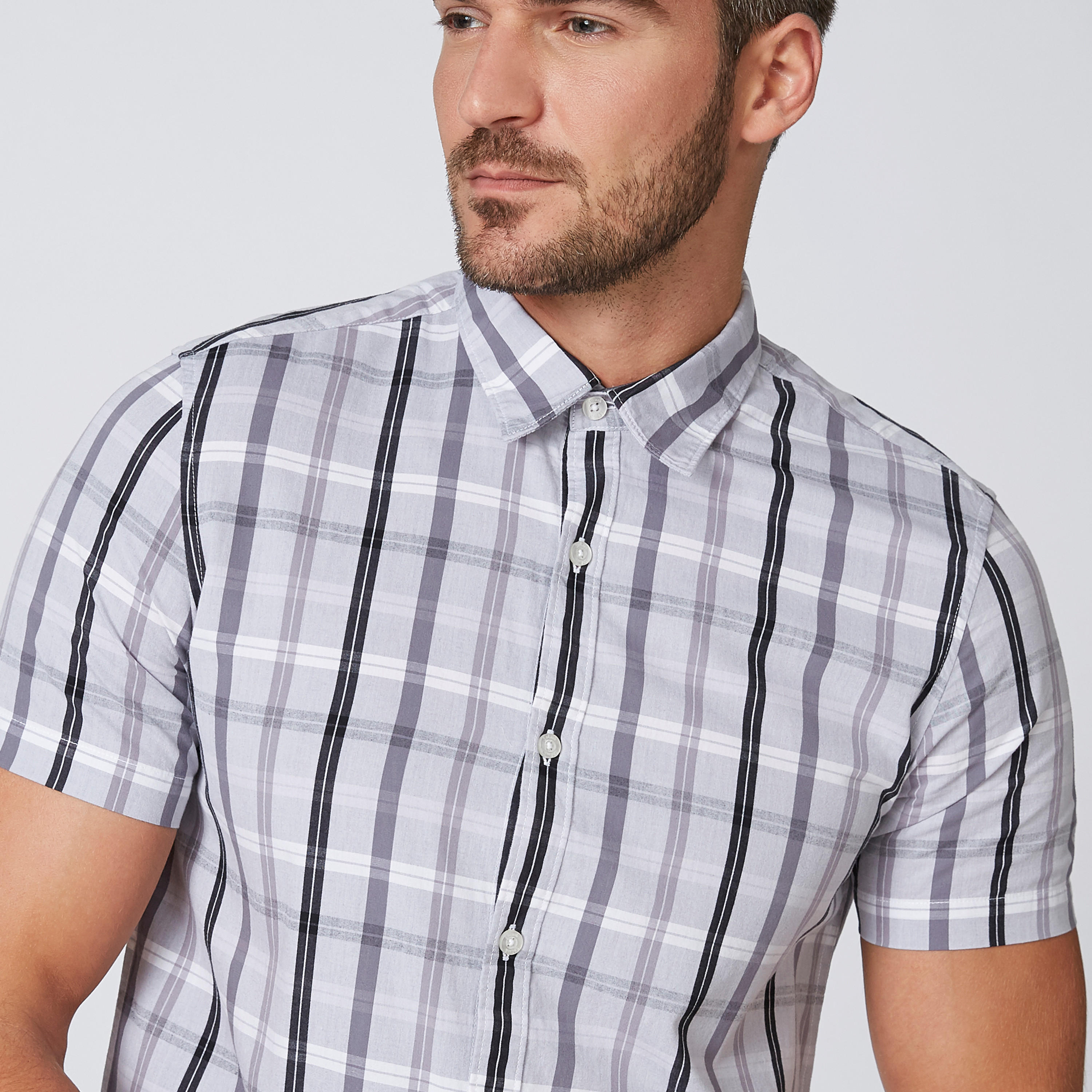 قميص مستدام كاروهات بقصّة سليم وأكمام قصيرة -men-clothing-shirts-image-4