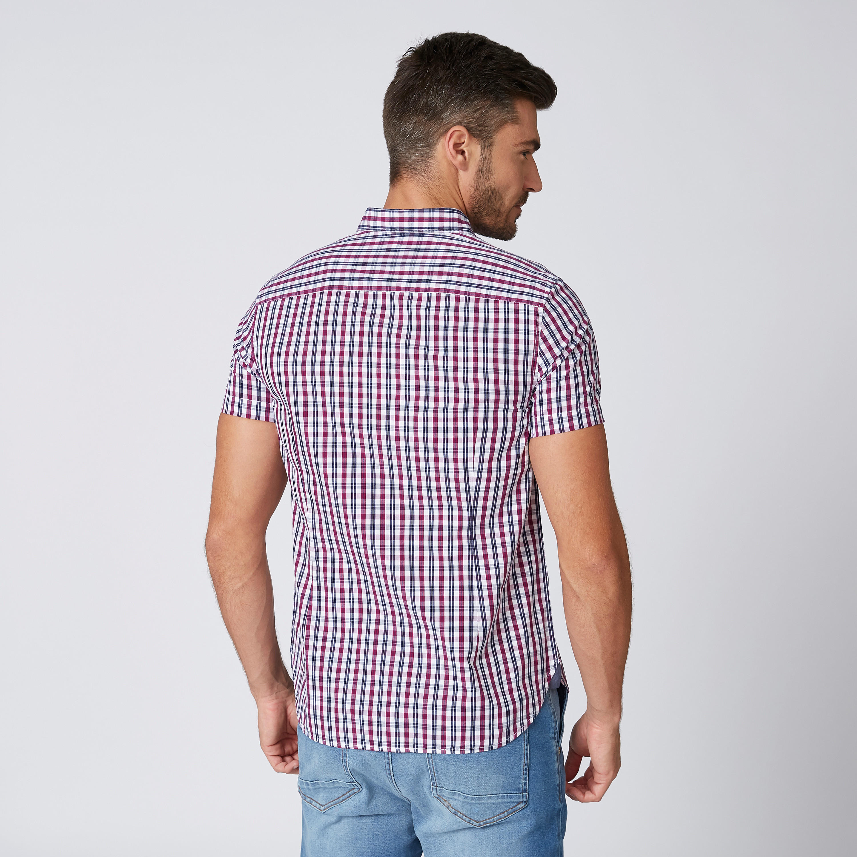قميص مستدام كاروهات بقصّة سليم وأكمام قصيرة -men-clothing-shirts-image-3