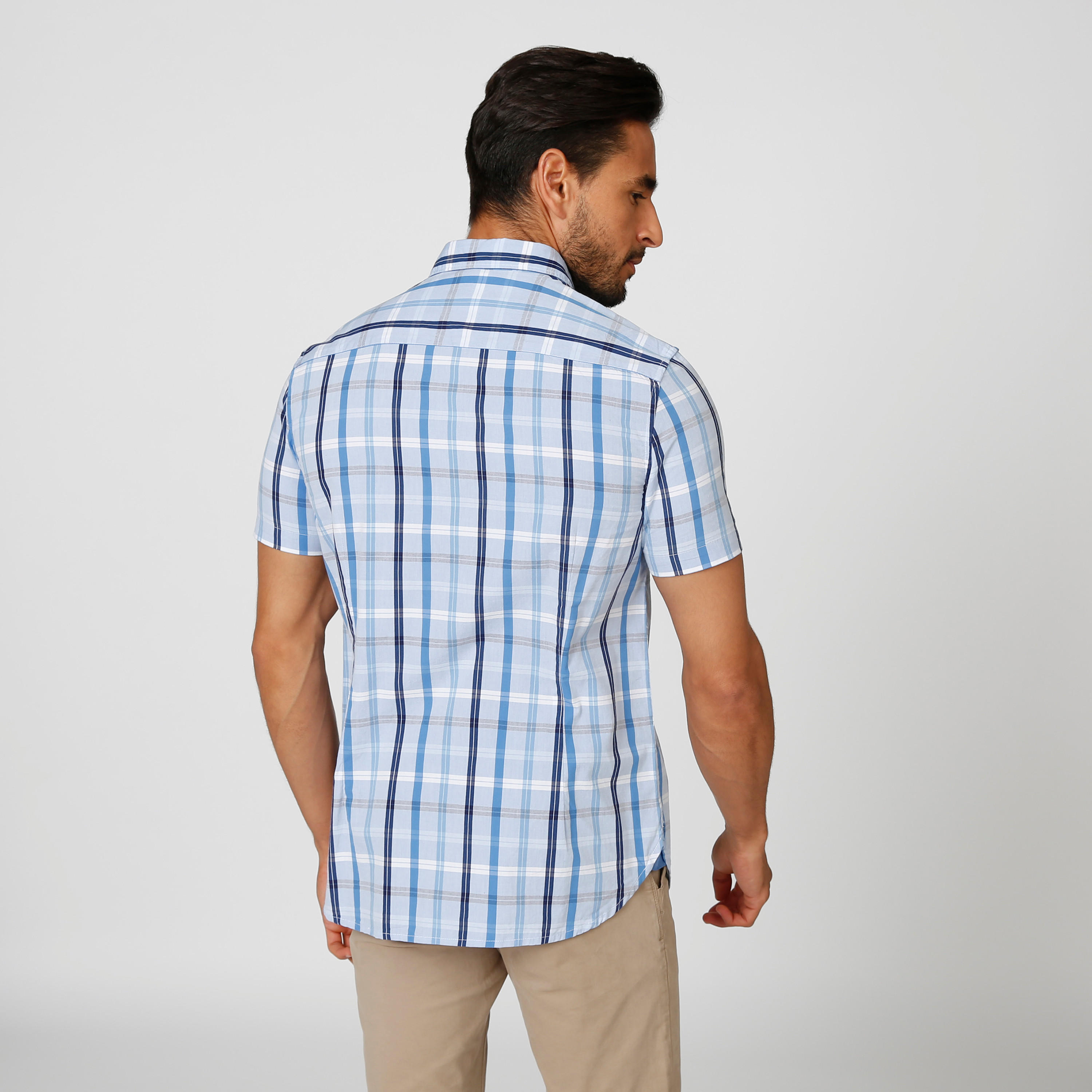 قميص مستدام كاروهات سليم بأكمام قصيرة -men-clothing-shirts-image-2