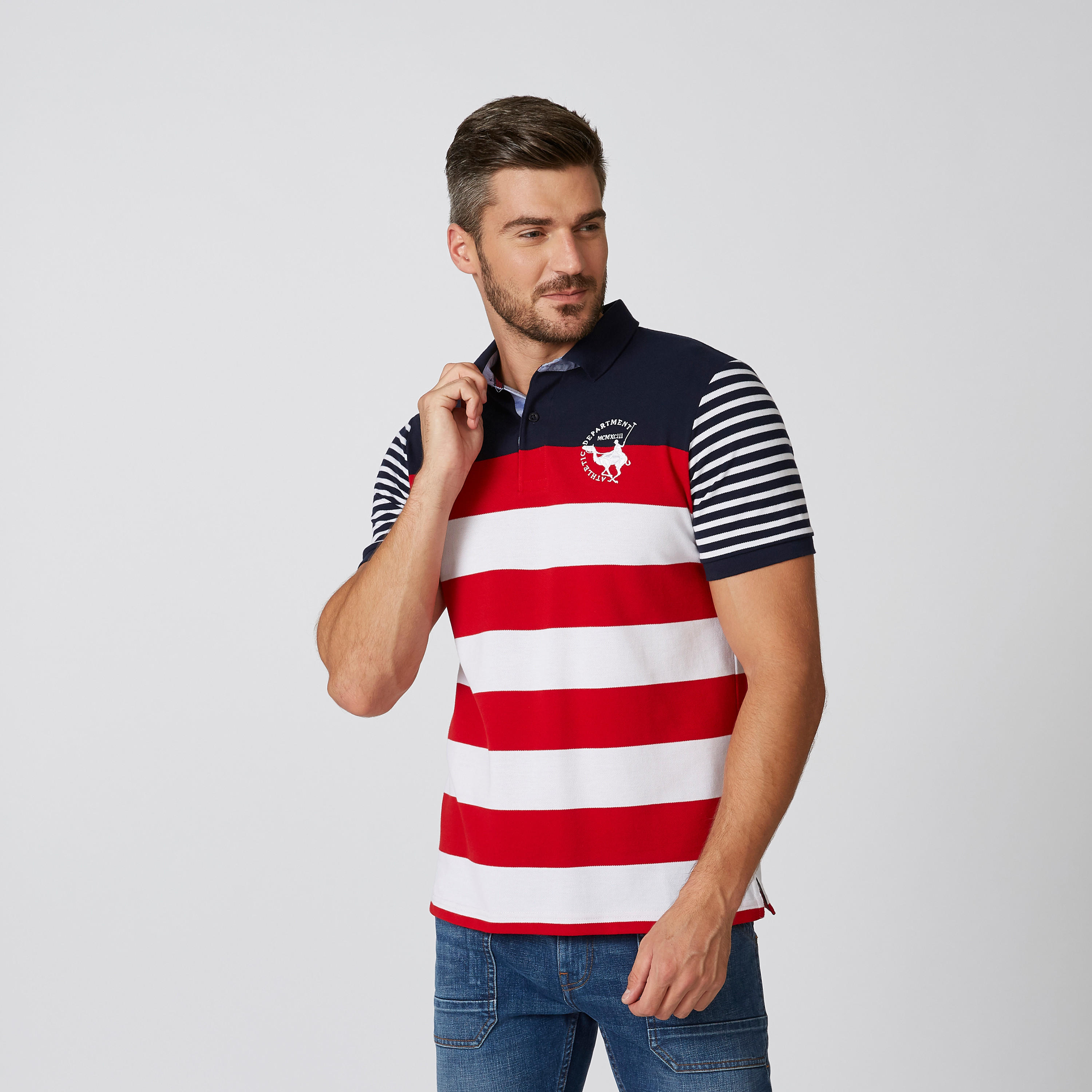 تيشيرت مستدام بولو مقلّم بأكمام قصيرة-men-clothing-tshirtsandpolos-polos-image-1