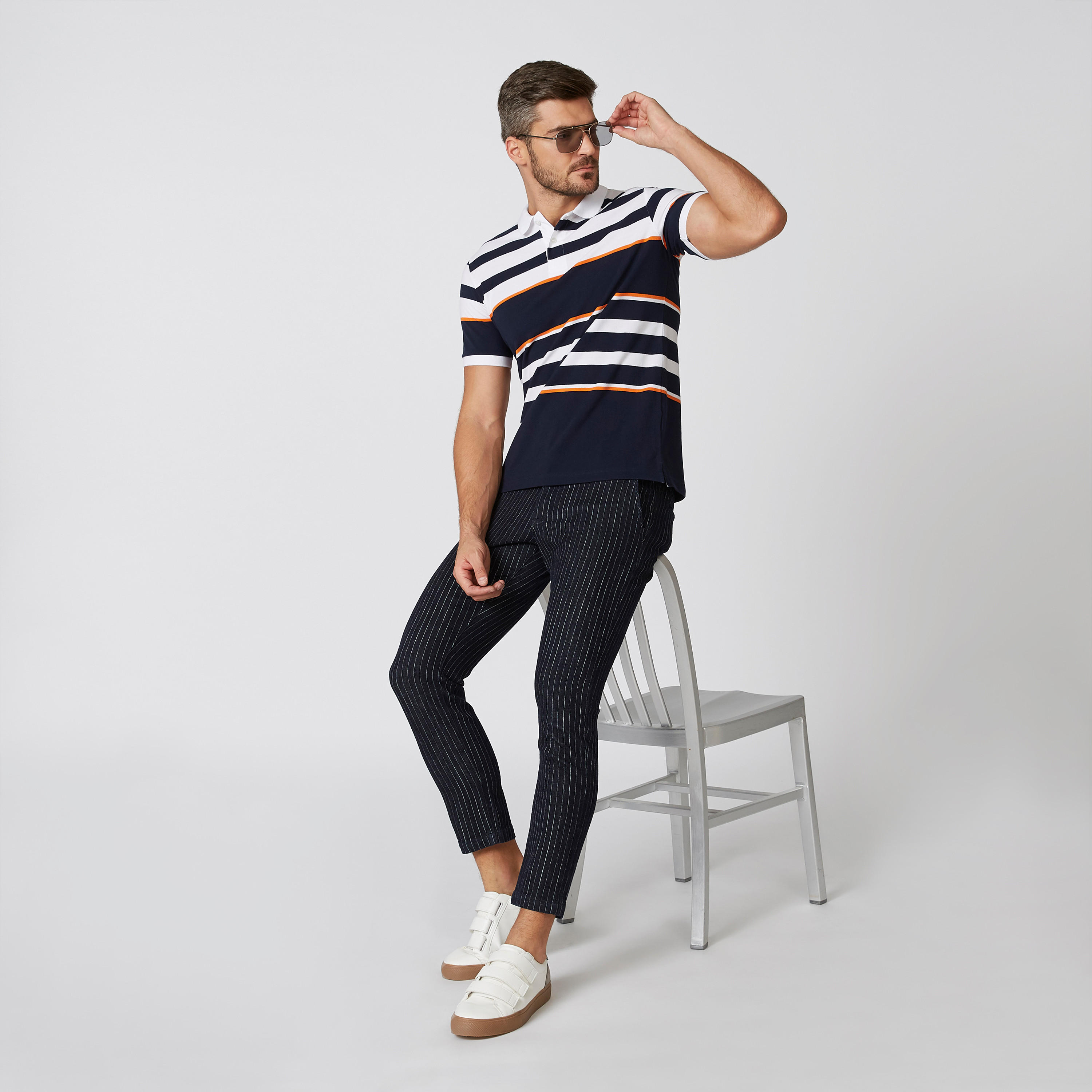 تيشيرت مخطط بياقة بولو وأكمام قصيرة-men-clothing-tshirtsandpolos-polos-image-2