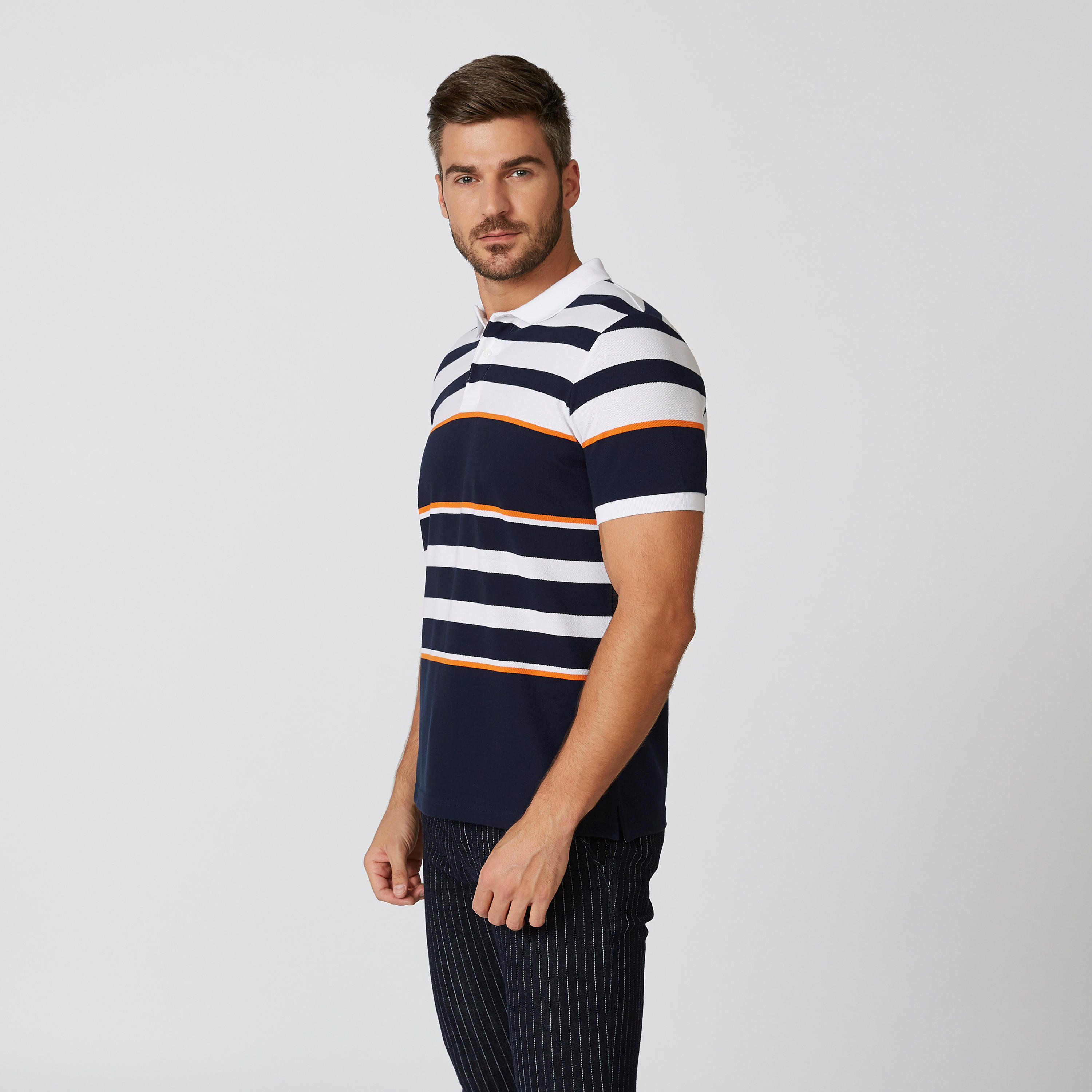 تيشيرت مخطط بياقة بولو وأكمام قصيرة-men-clothing-tshirtsandpolos-polos-image-4