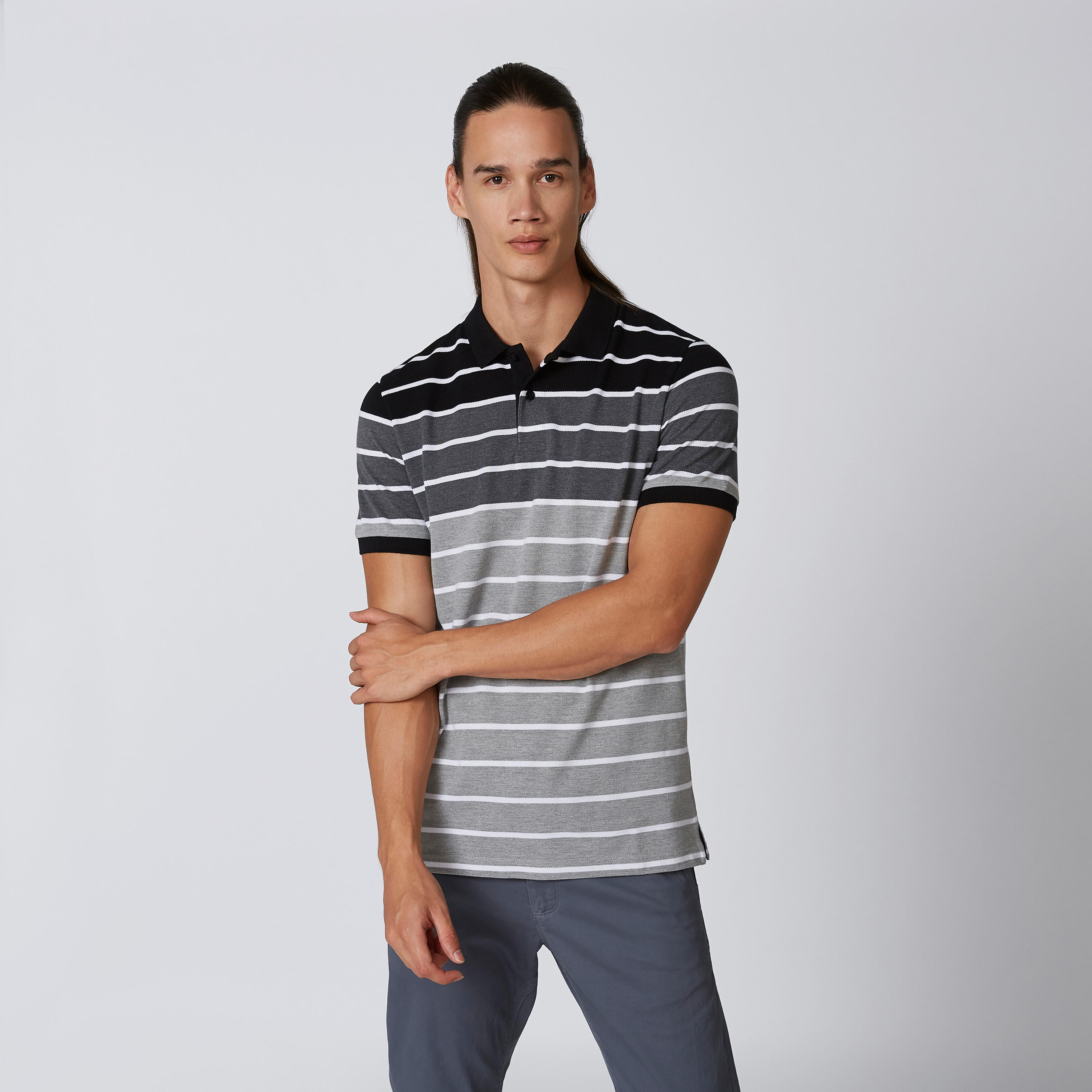 تيشيرت مستدام بولو مقلّم بأكمام قصيرة -men-clothing-tshirtsandpolos-polos-image-1