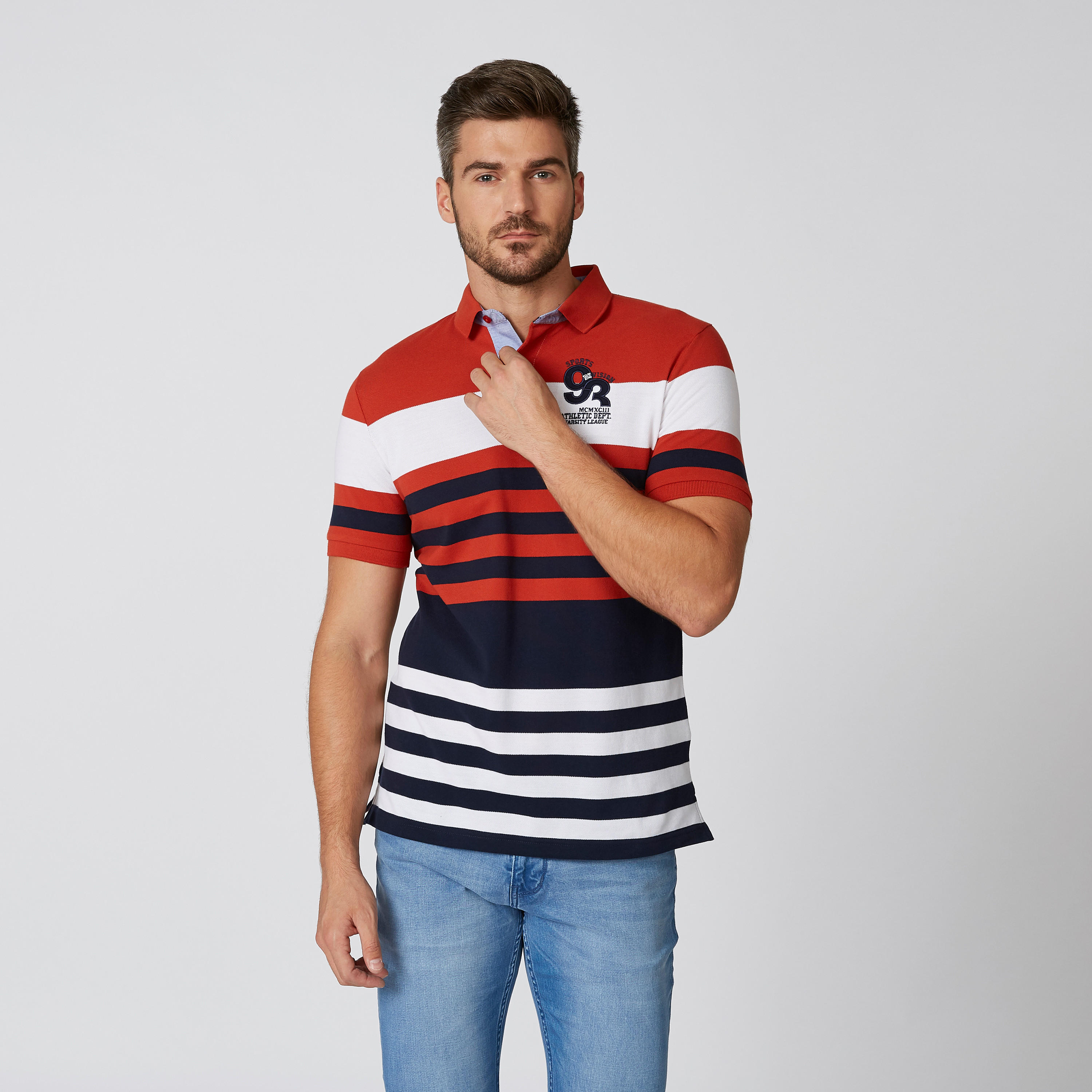 تيشيرت مستدام مقلّم بياقة بولو وأكمام قصيرة -men-clothing-tshirtsandpolos-polos-image-1