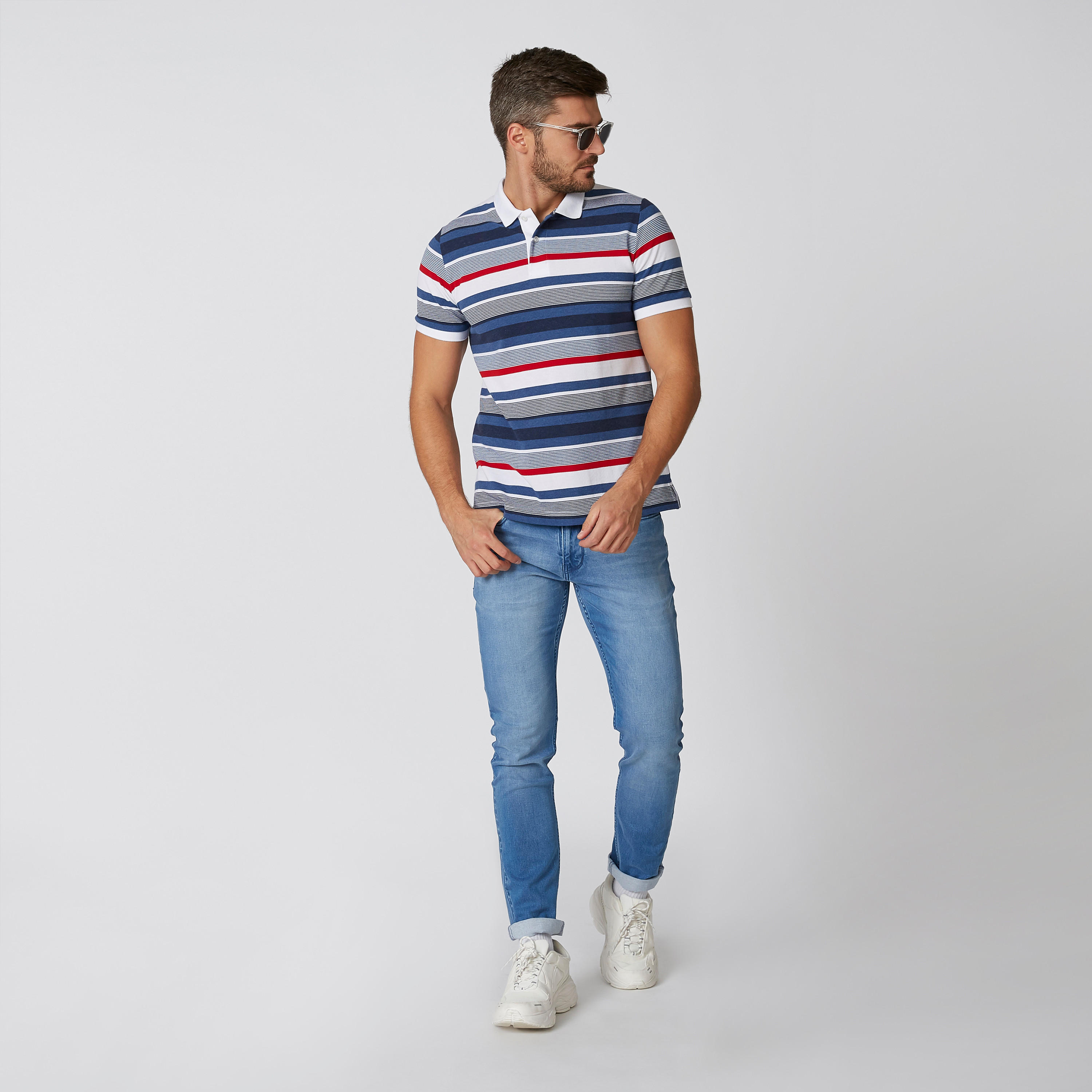 تيشيرت مخطط بياقة بولو وأكمام قصيرة-men-clothing-tshirtsandpolos-polos-image-2