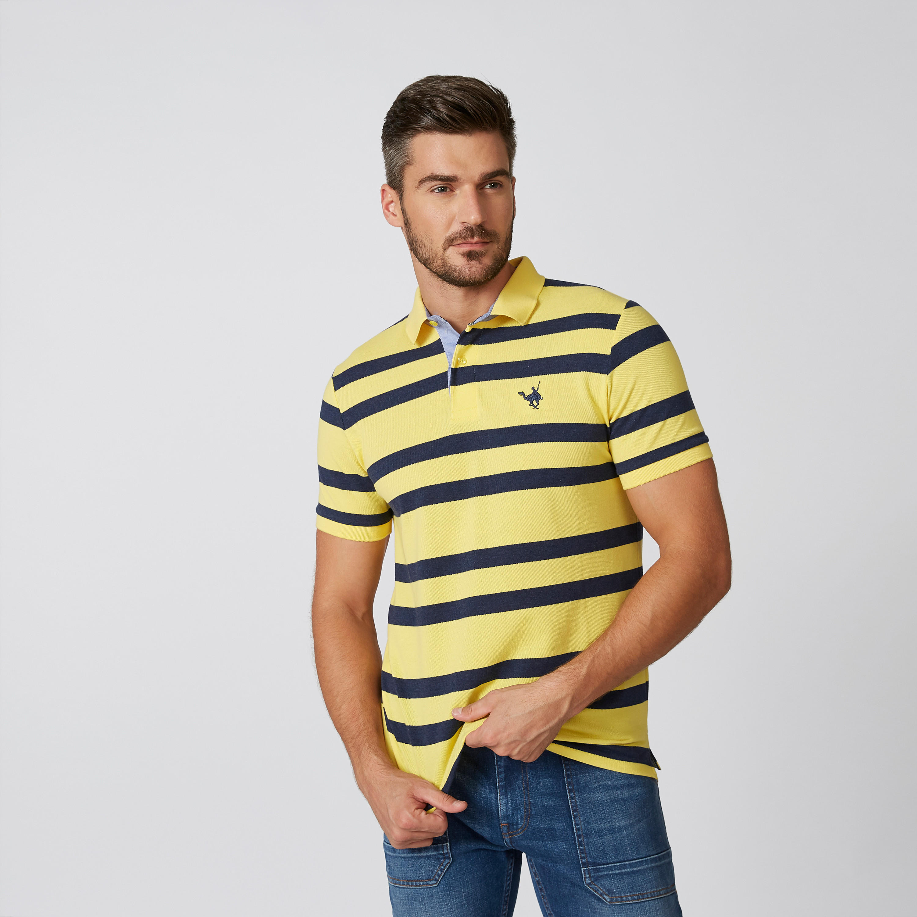تيشيرت مستدام بولو مقلّم بأكمام قصيرة-men-clothing-tshirtsandpolos-polos-image-1