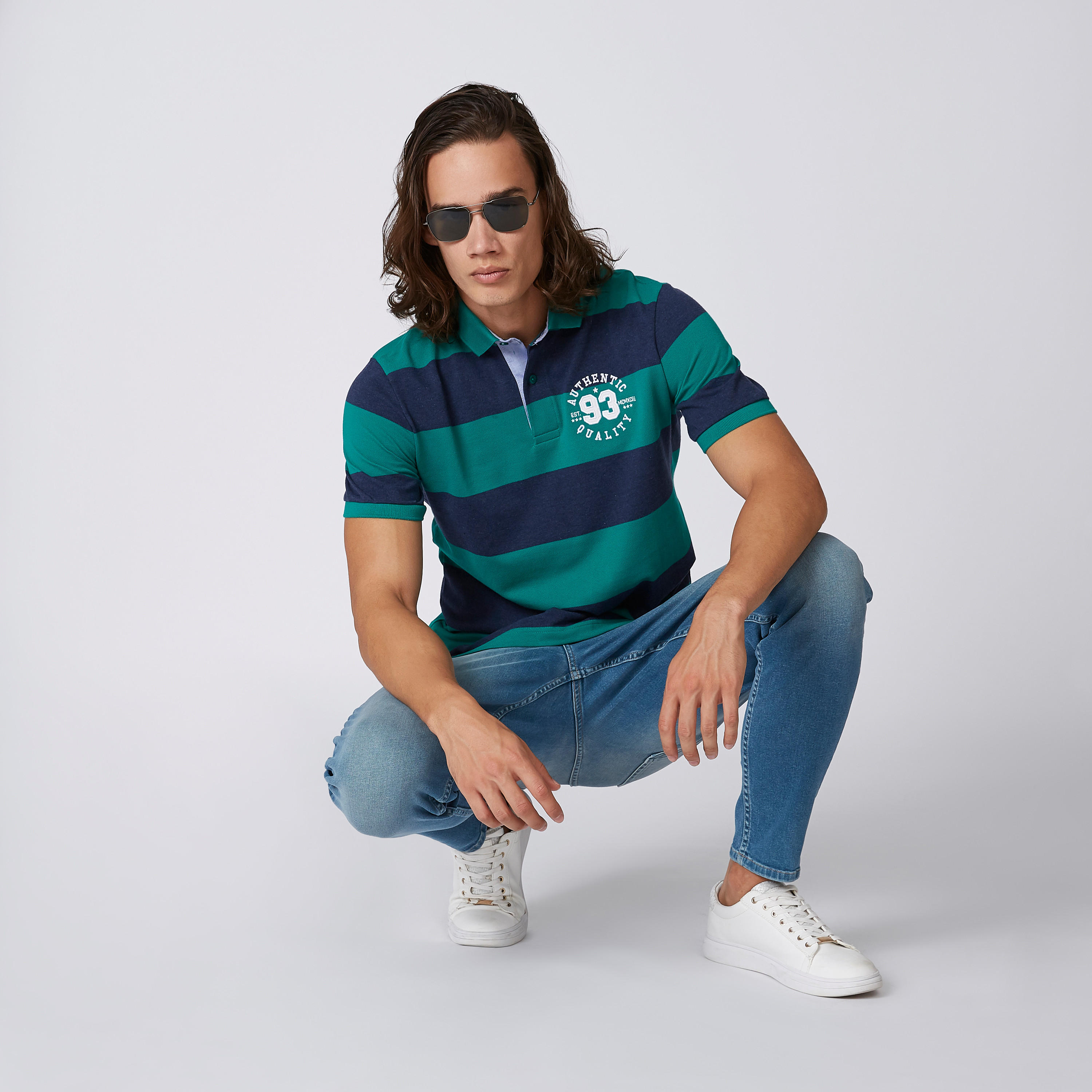تيشيرت بولو مخطط بأكمام قصيرة-men-clothing-tshirtsandpolos-polos-image-1