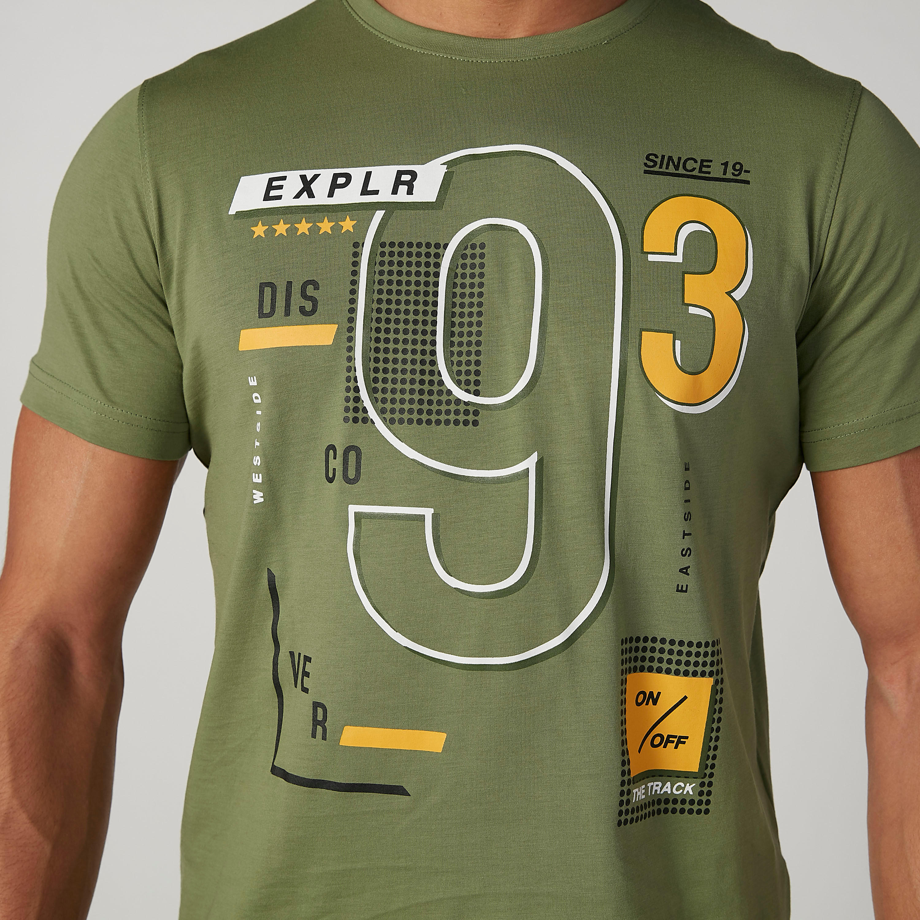 Graphic Printed Crew Neck T-shirt with Short Sleeves-men-clothing-tshirtsandpolos-tshirts-image-4