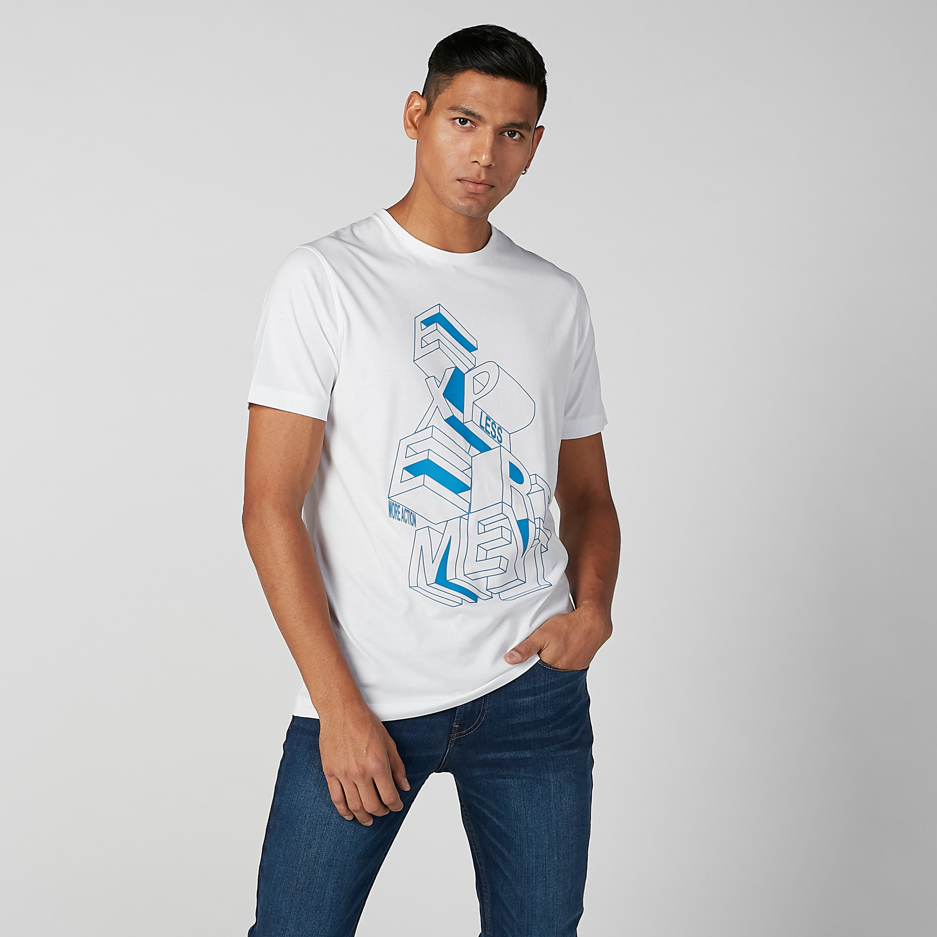 Graphic Printed Crew Neck T-shirt with Short Sleeves-men-clothing-tshirtsandpolos-tshirts-image-2