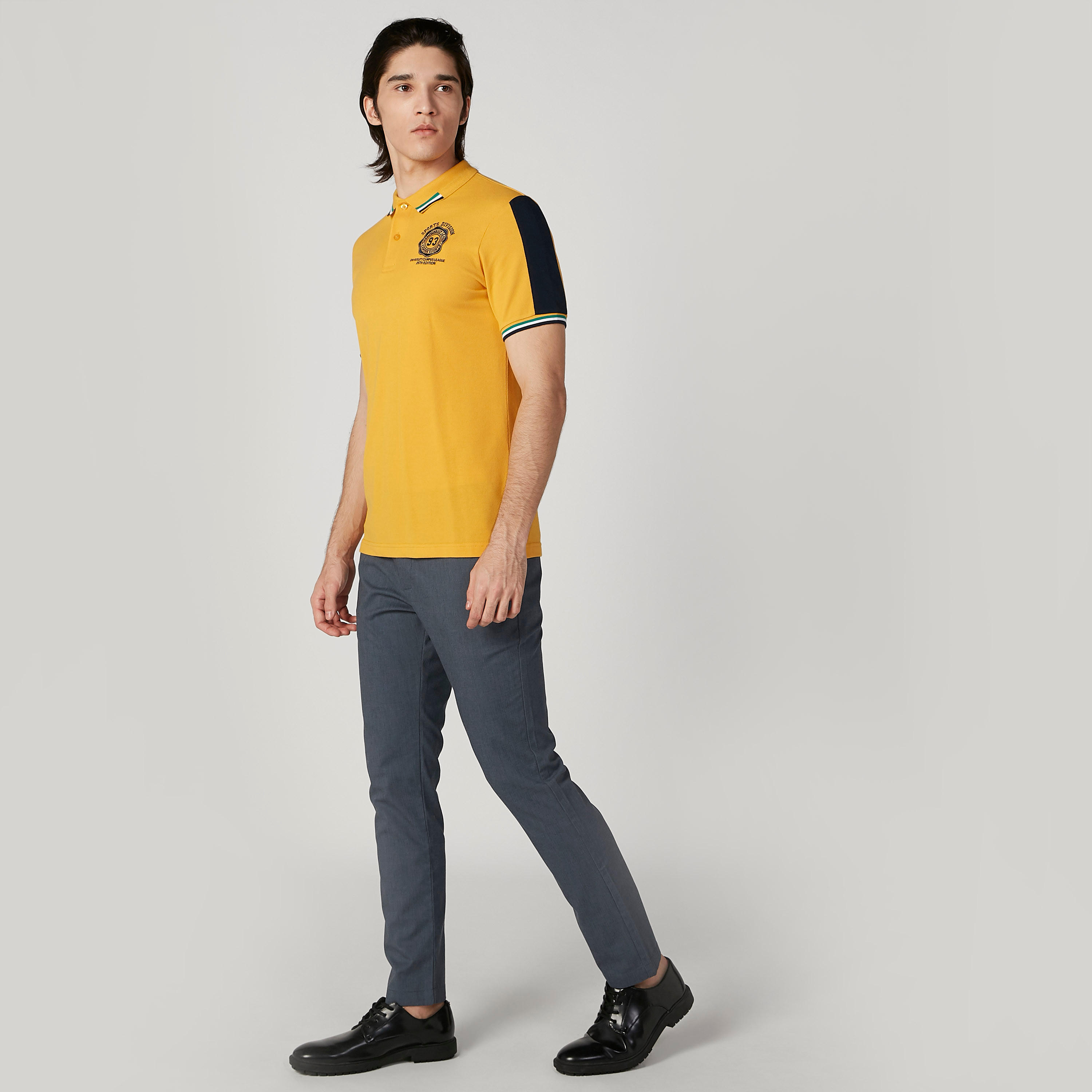 تيشيرت بولومستدام سليم بارز الملمس بأكمام قصيرة -men-clothing-tshirtsandpolos-polos-image-4