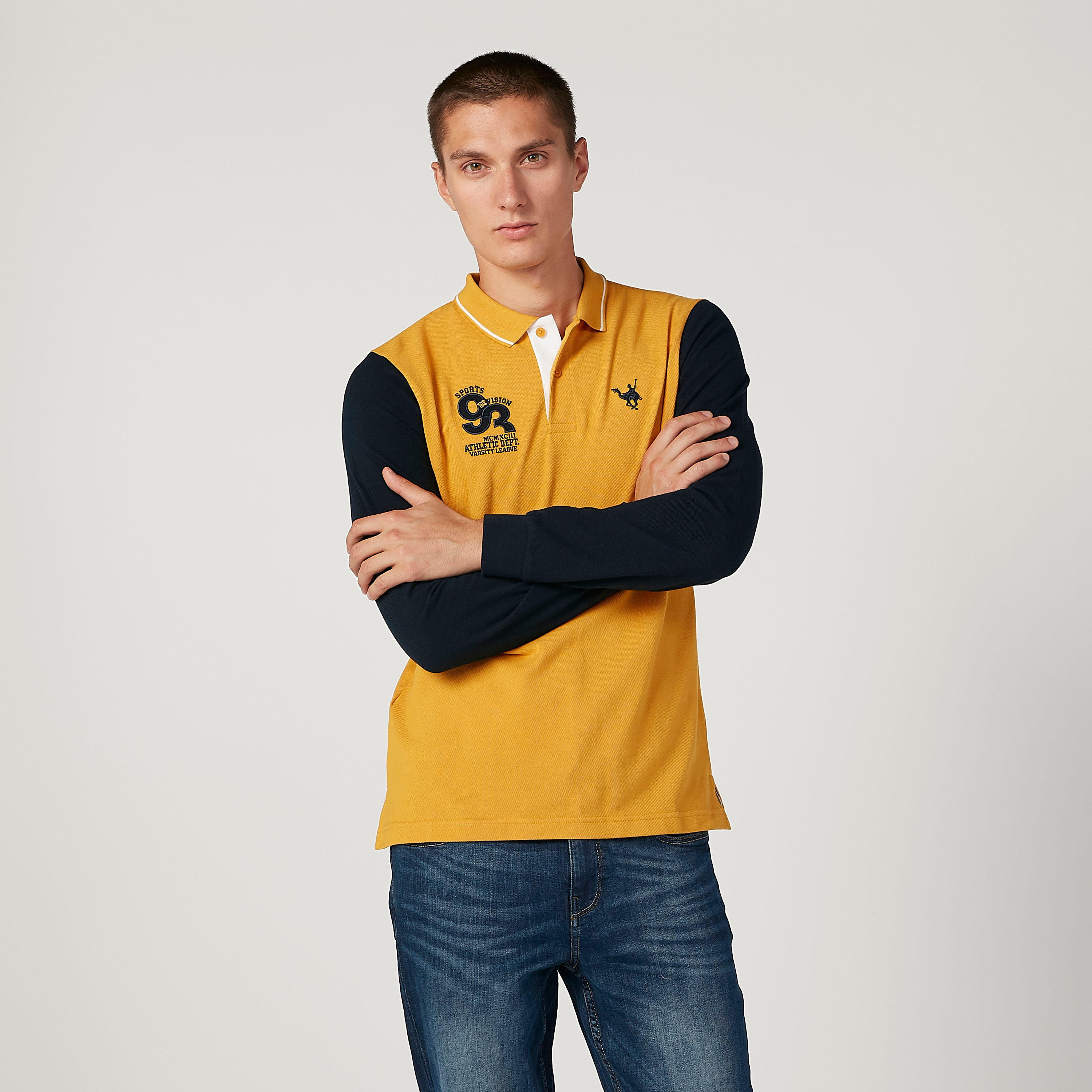 تيشيرت مستدام بولو سليم بنمط كتل الألوان -men-clothing-tshirtsandpolos-polos-image-1