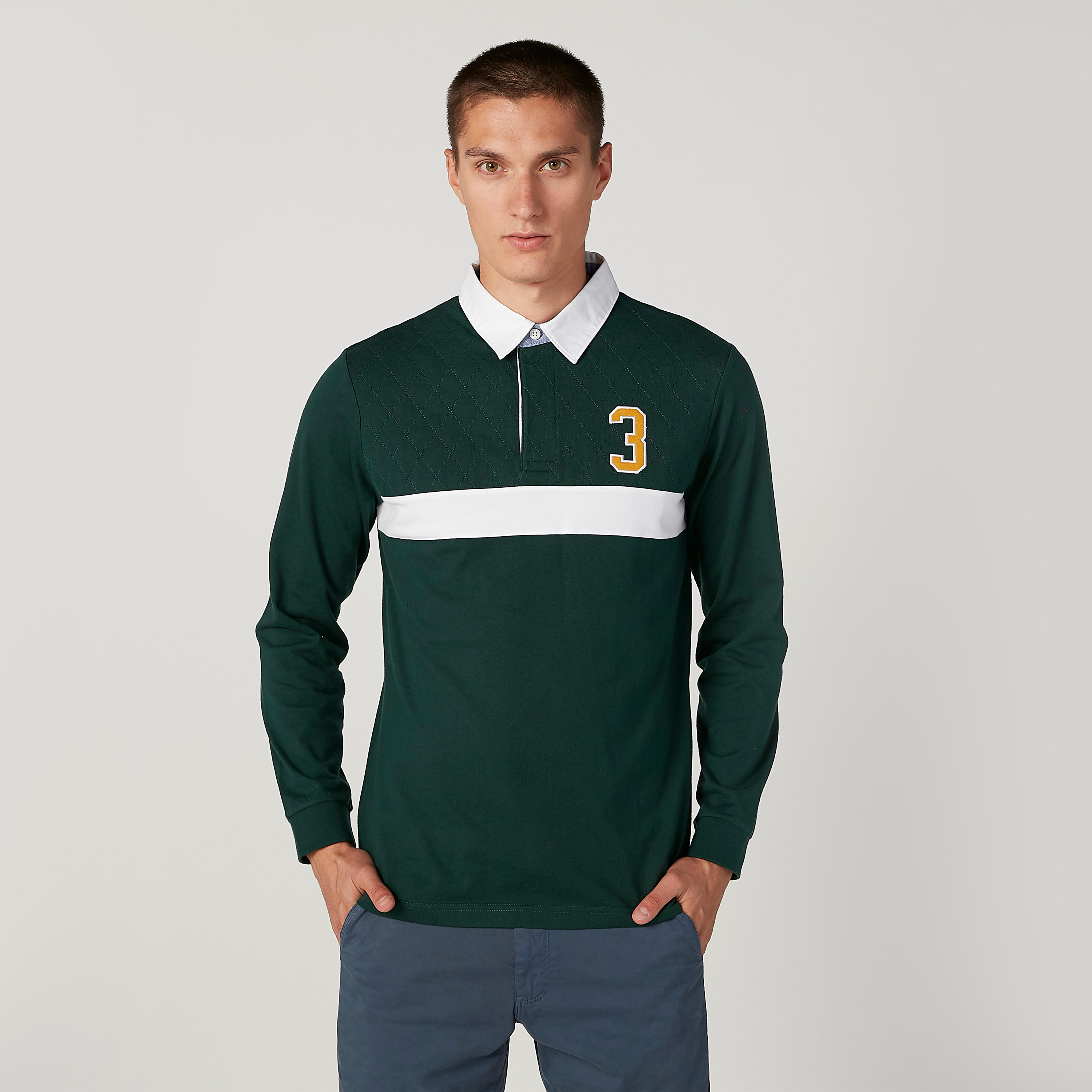 تيشيرت مطرّز بياقة بولو وأكمام طويلة-men-clothing-tshirtsandpolos-polos-image-1