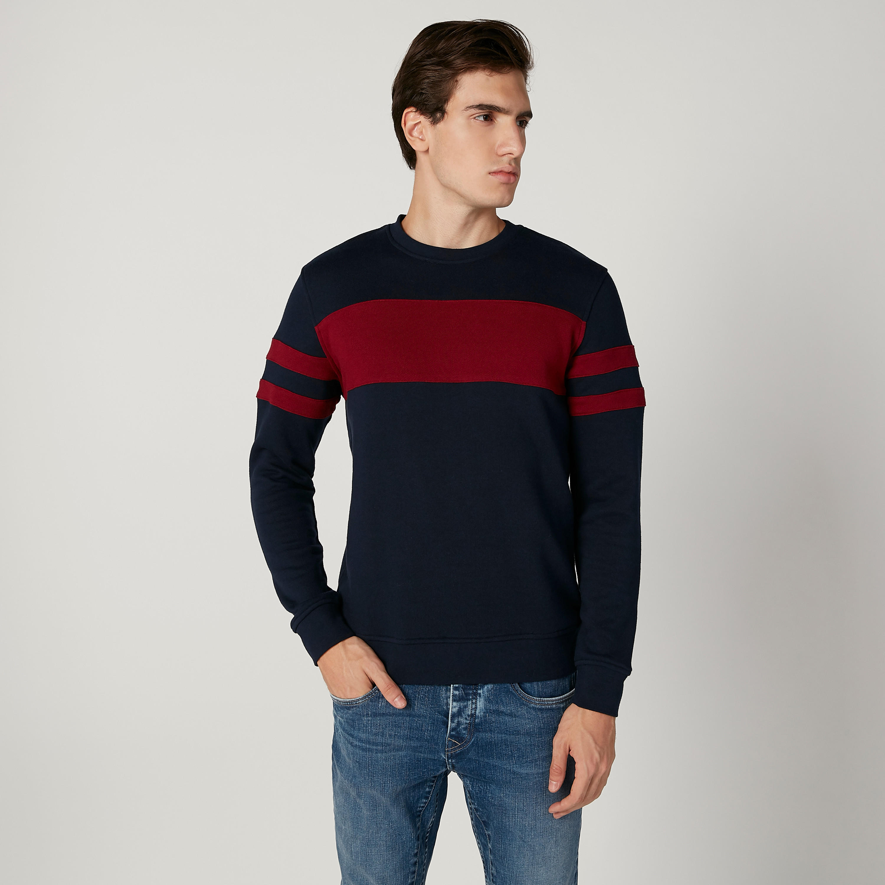 Sustainable Plain Sweatshirt with Crew Neck and Long Sleeves-men-winterwear-hoodiesandsweatshirts-image-1