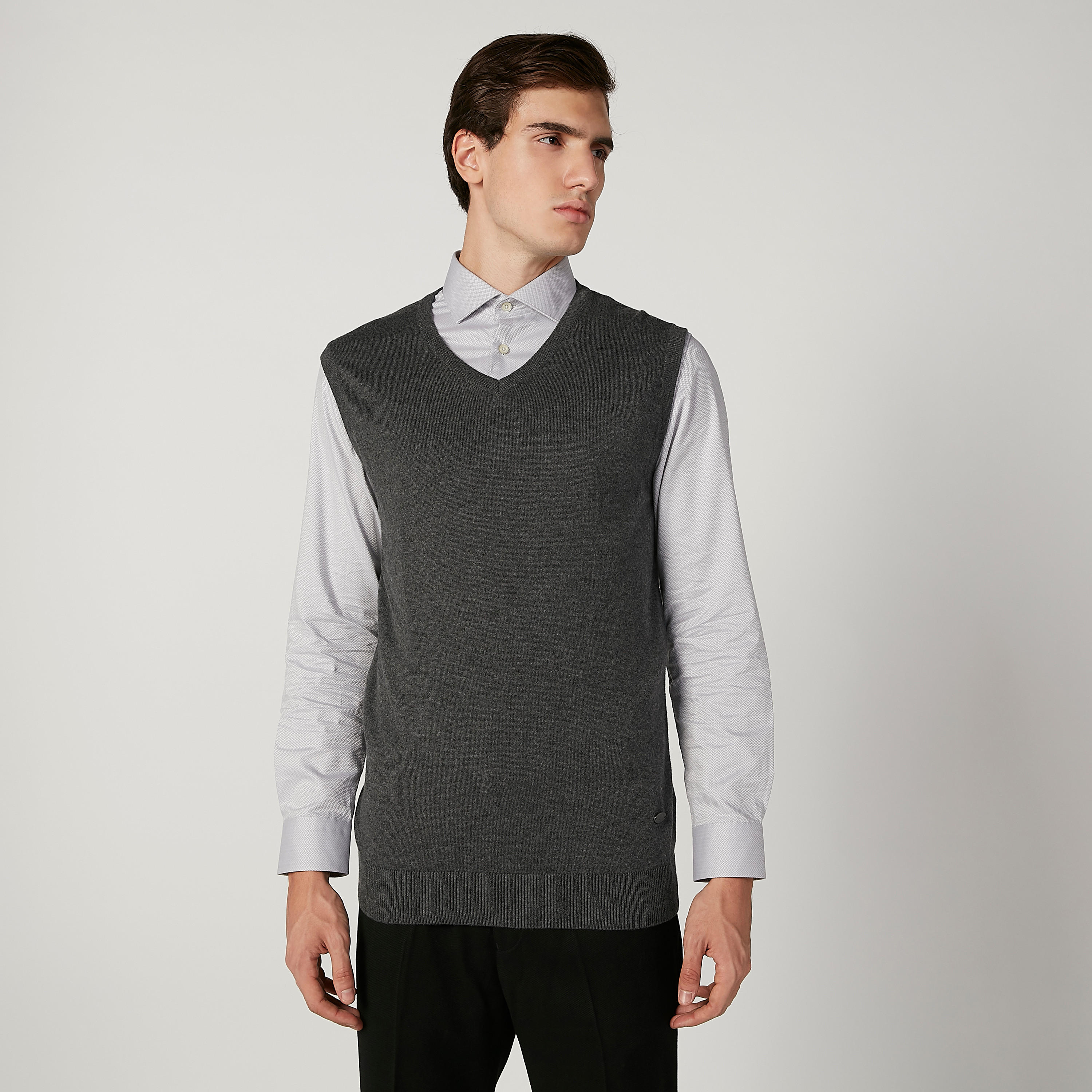 كنزة بارزة الملمس دون أكمام بياقة V-men-clothing-sweatersandpullovers-image-1
