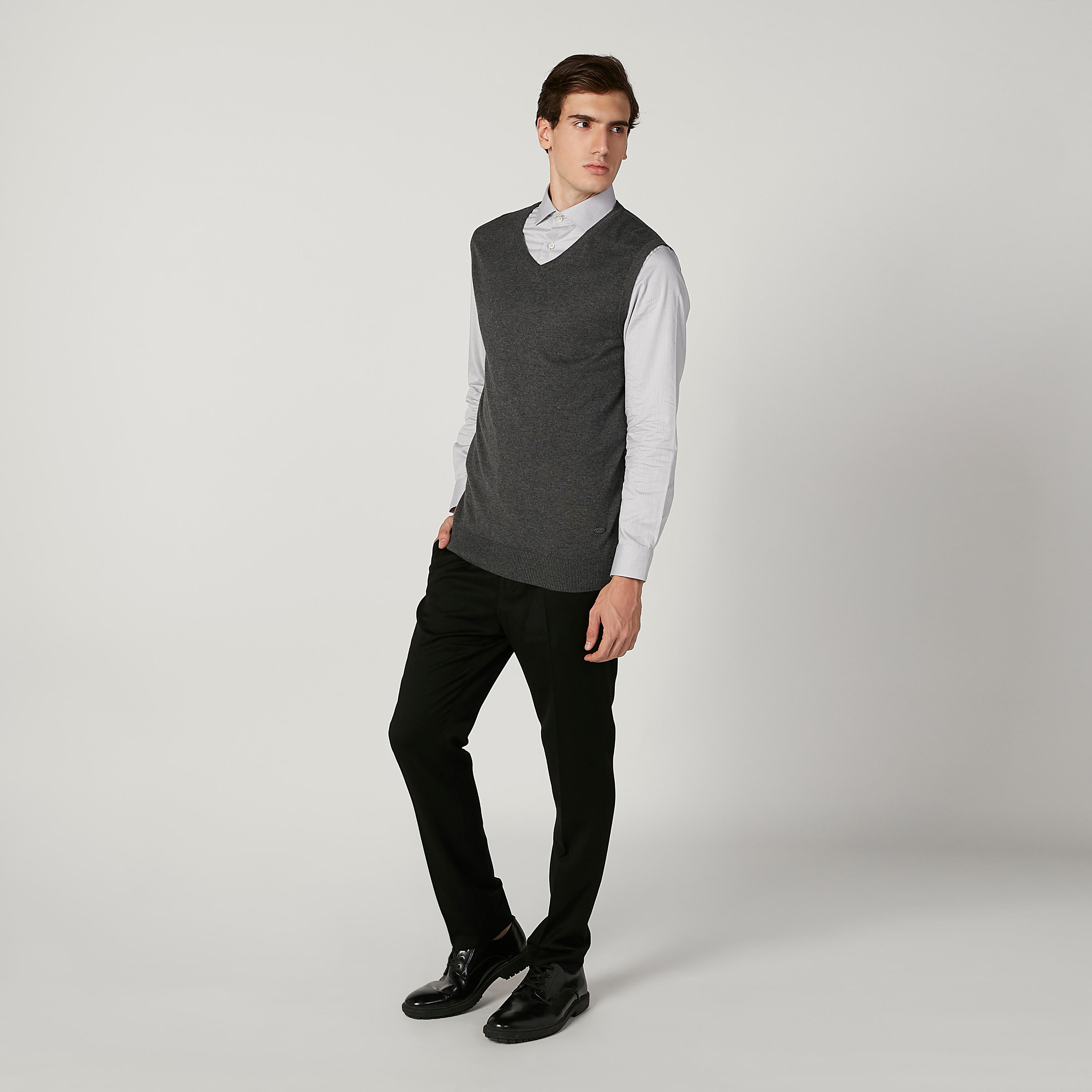 كنزة بارزة الملمس دون أكمام بياقة V-men-clothing-sweatersandpullovers-image-2