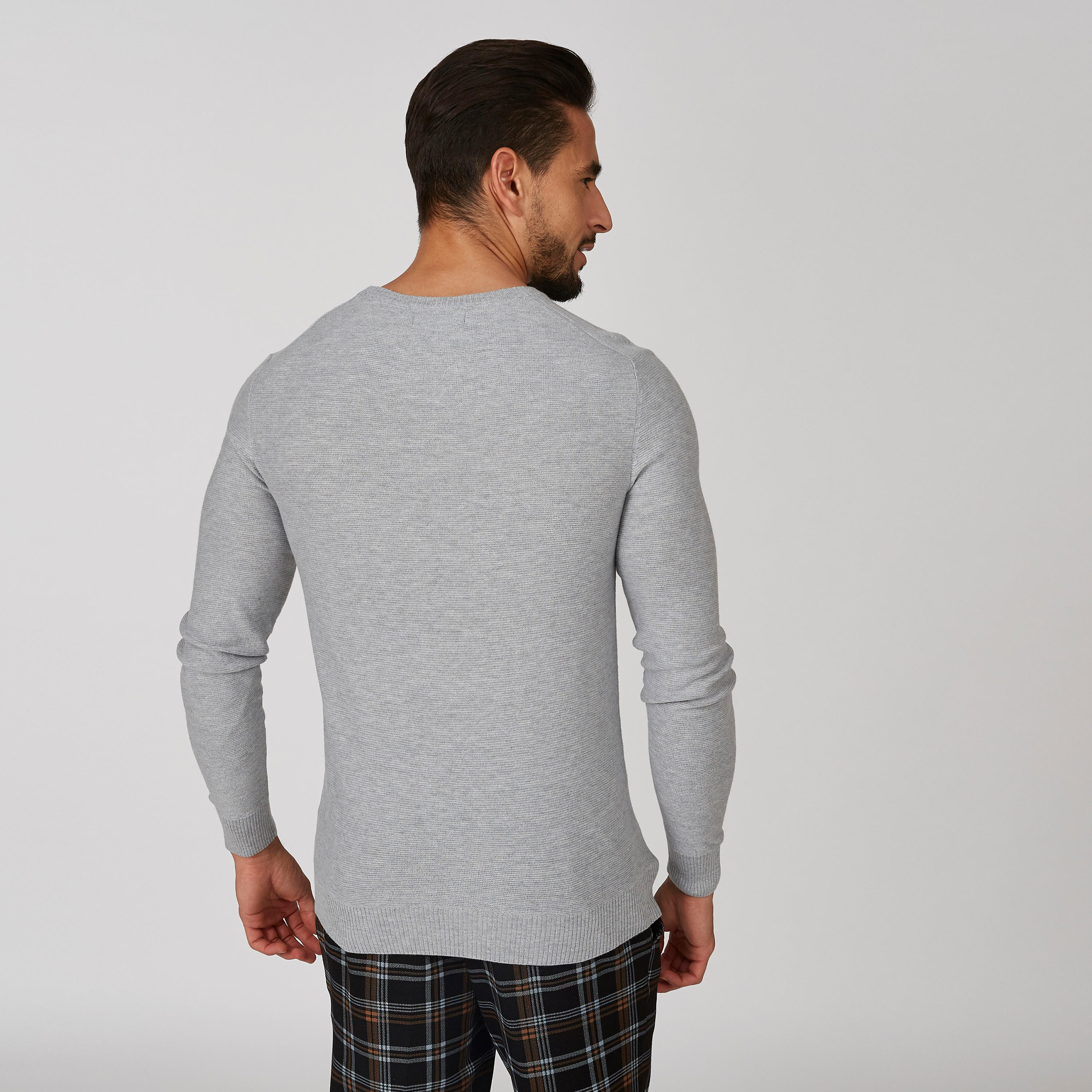 Textured Sweater with Round Neck and Long Sleeves-men-clothing-sweatersandpullovers-image-2