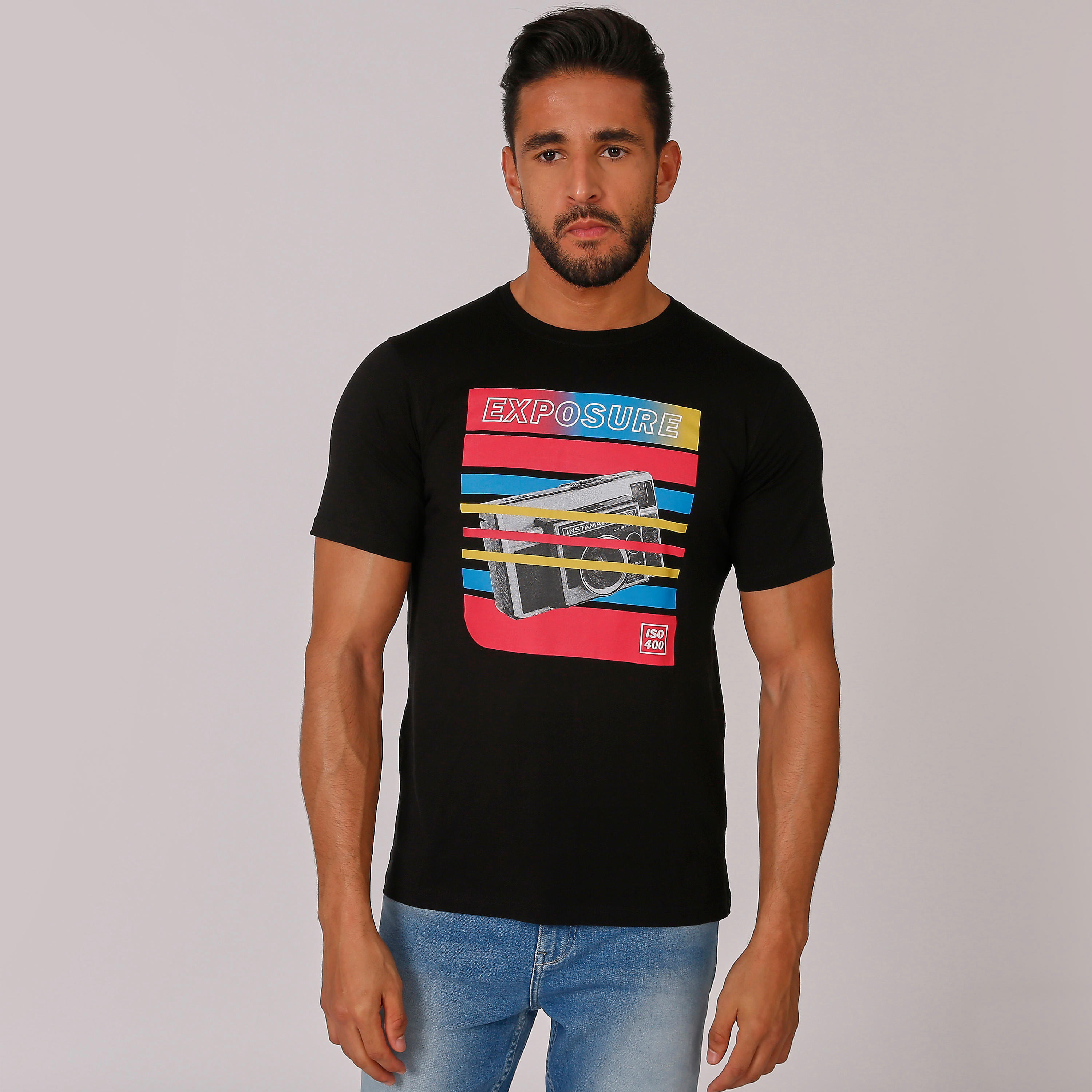 تيشيرت سليم بياقة مستديرة وأكمام قصيرة وطبعات-men-clothing-tshirtsandpolos-tshirts-image-1