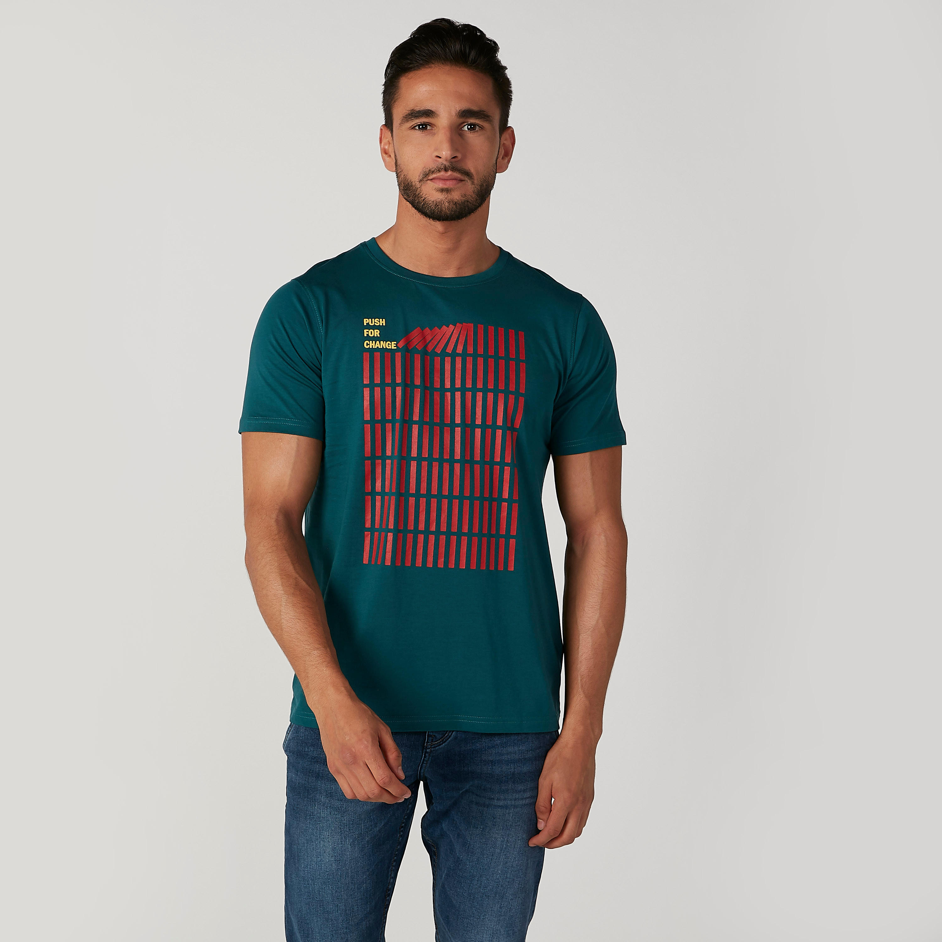 تيشيرت سليم بياقة مستديرة وأكمام قصيرة وطبعات-men-clothing-tshirtsandpolos-tshirts-image-1