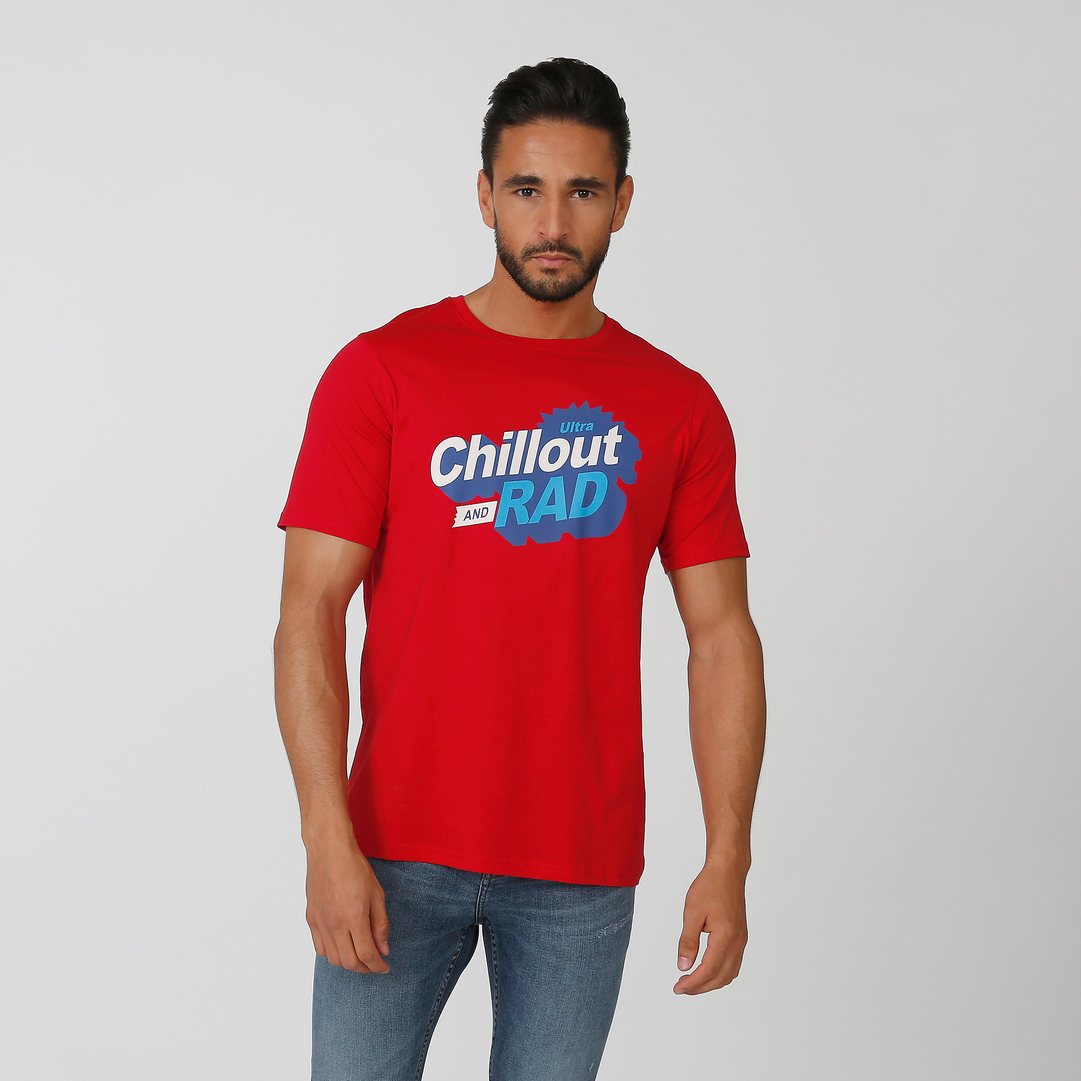 تيشيرت سليم بياقة ضيّقة وأكمام قصيرة وطبعات-men-clothing-tshirtsandpolos-tshirts-image-1